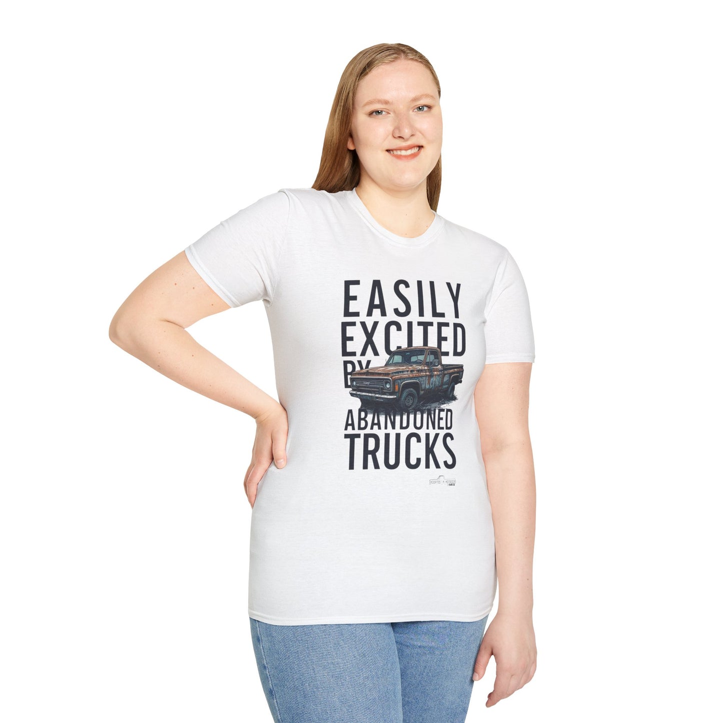 Easily Excited By Abandoned Trucks T-Shirt, Vintage Car Tee, Eco-Friendly Shirt, Perfect for Gearheads, Great Gift for Truck Lovers