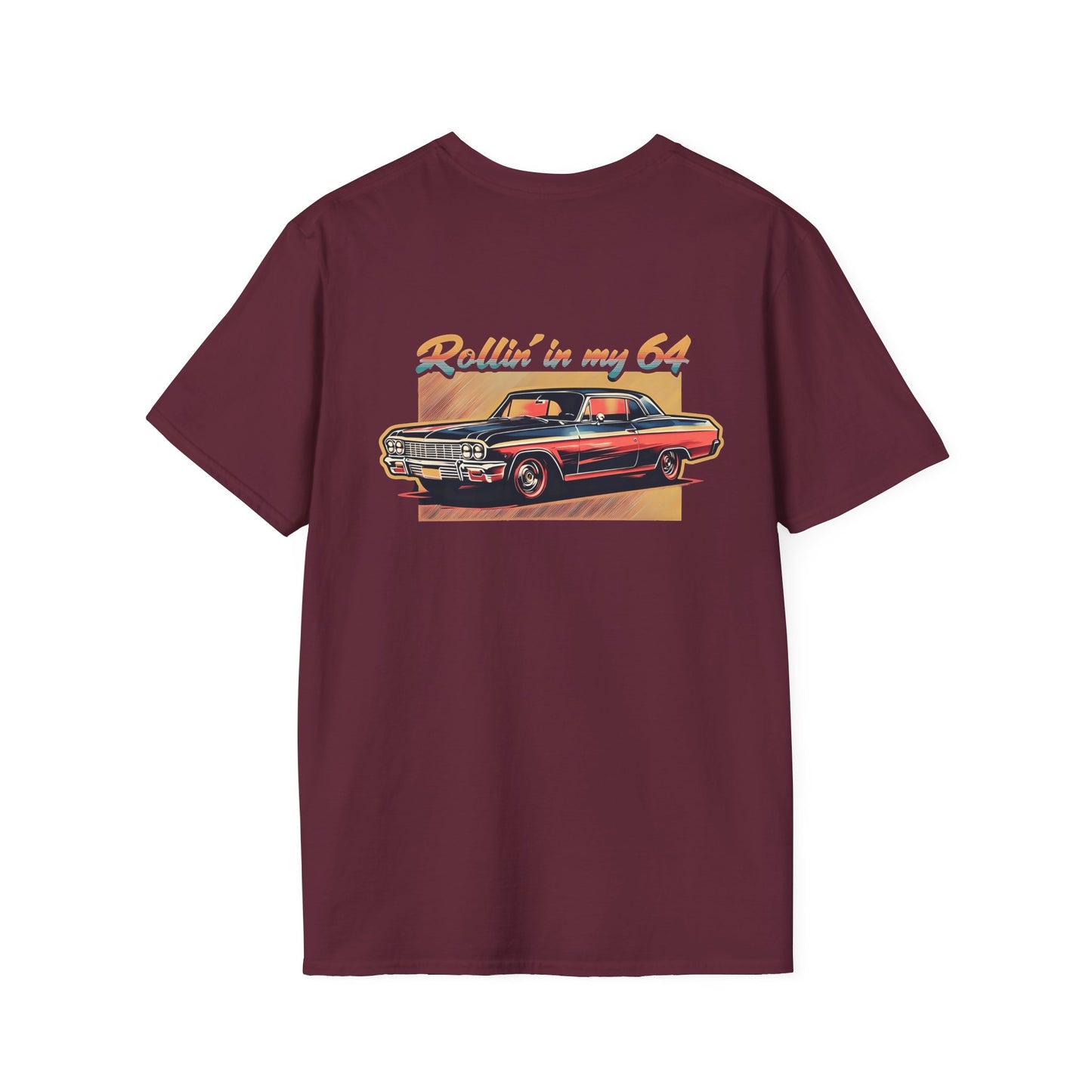 Rollin' In My 64, Vintage Car Graphic Tee, Classic Car Lovers Shirt, Retro Auto T-Shirt, Gift for Car Enthusiasts, Unisex Softstyle T-Shirt