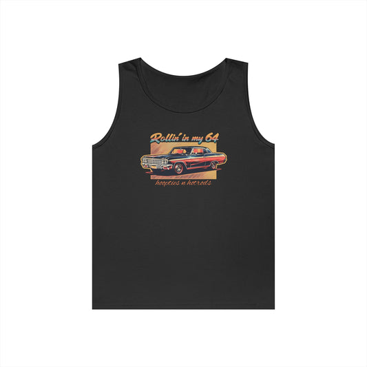 Rollin' In My 64 Impala Graphic Tank Top, Perfect for Summer, Gift for Car Lovers, Vintage Style, Music Festivals, Casual Wear