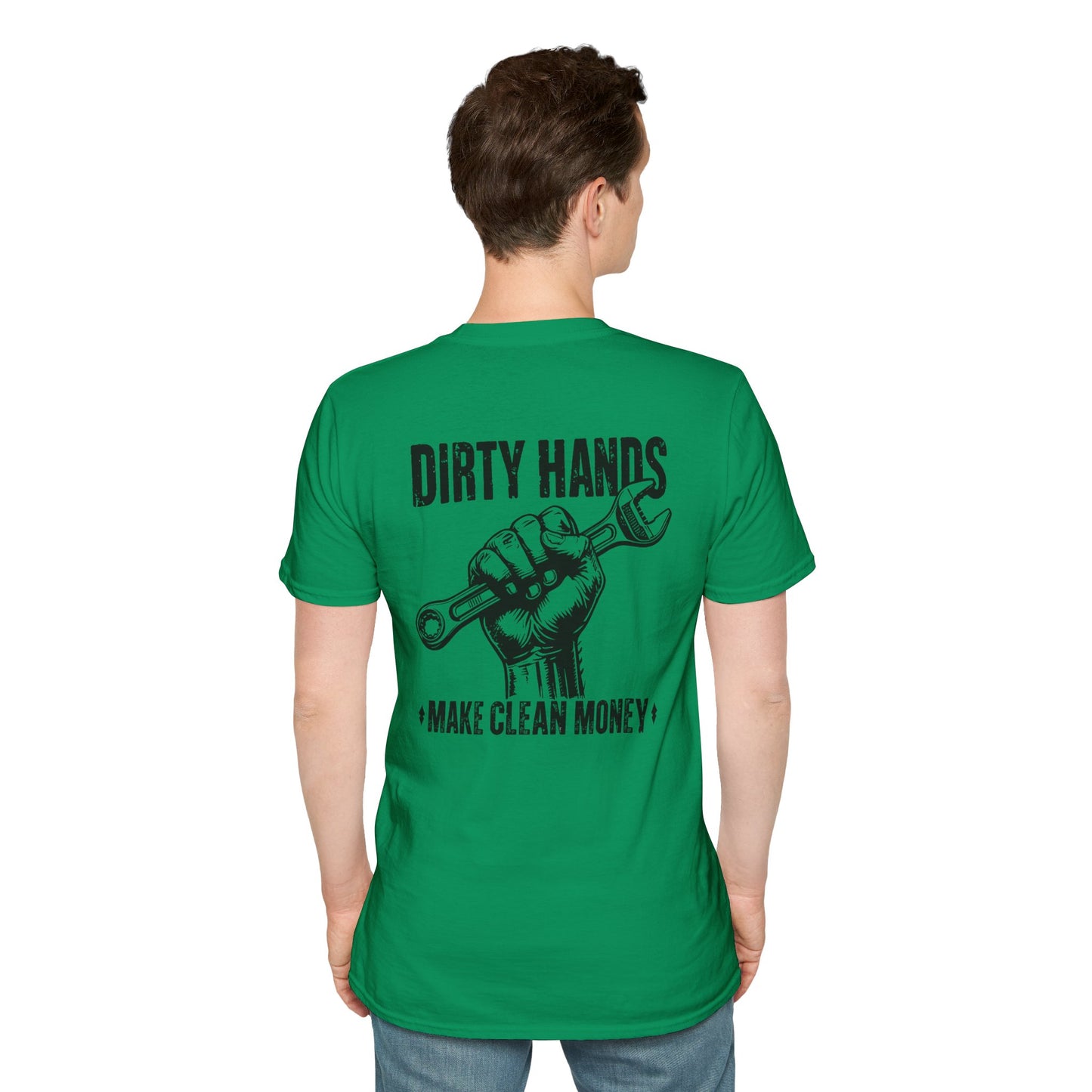Dirty Hands Make Clean Money, Unisex Softstyle T-Shirt with Bold Statement, Casual Graphic Tee, Perfect for Workwear, Gift for Mechanics, Funny Humor Clothing