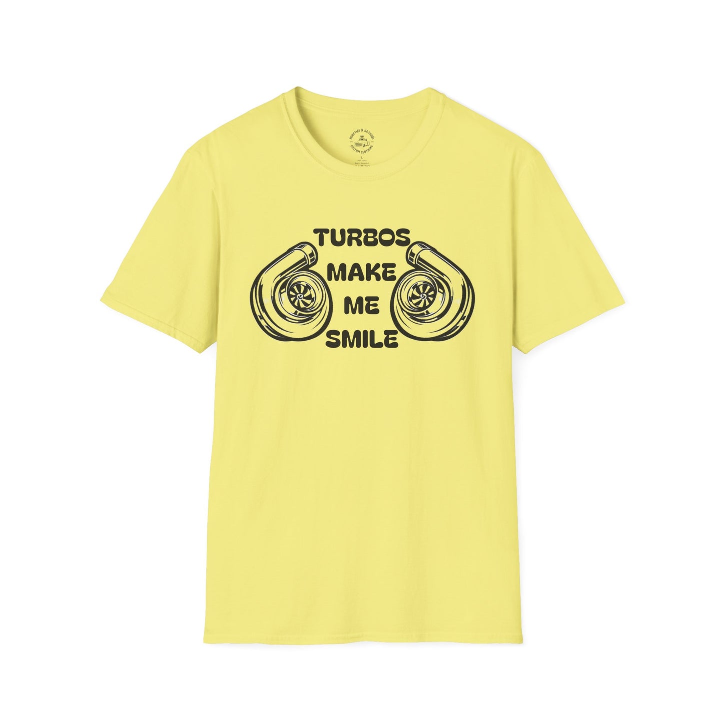 Turbos Make Me Smile T-Shirt - Perfect Gift for Car Lovers, Automotive Fans, Birthdays, Casual Wear, Turbocharged Smile Apparel