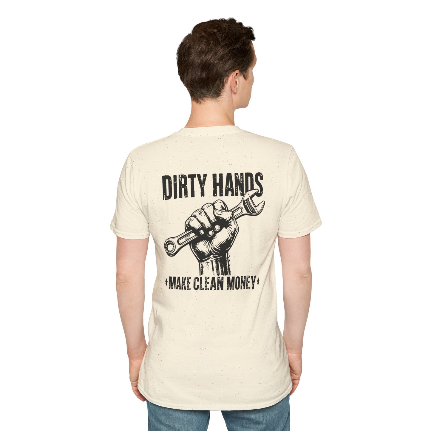 Dirty Hands Make Clean Money, Unisex Softstyle T-Shirt with Bold Statement, Casual Graphic Tee, Perfect for Workwear, Gift for Mechanics, Funny Humor Clothing