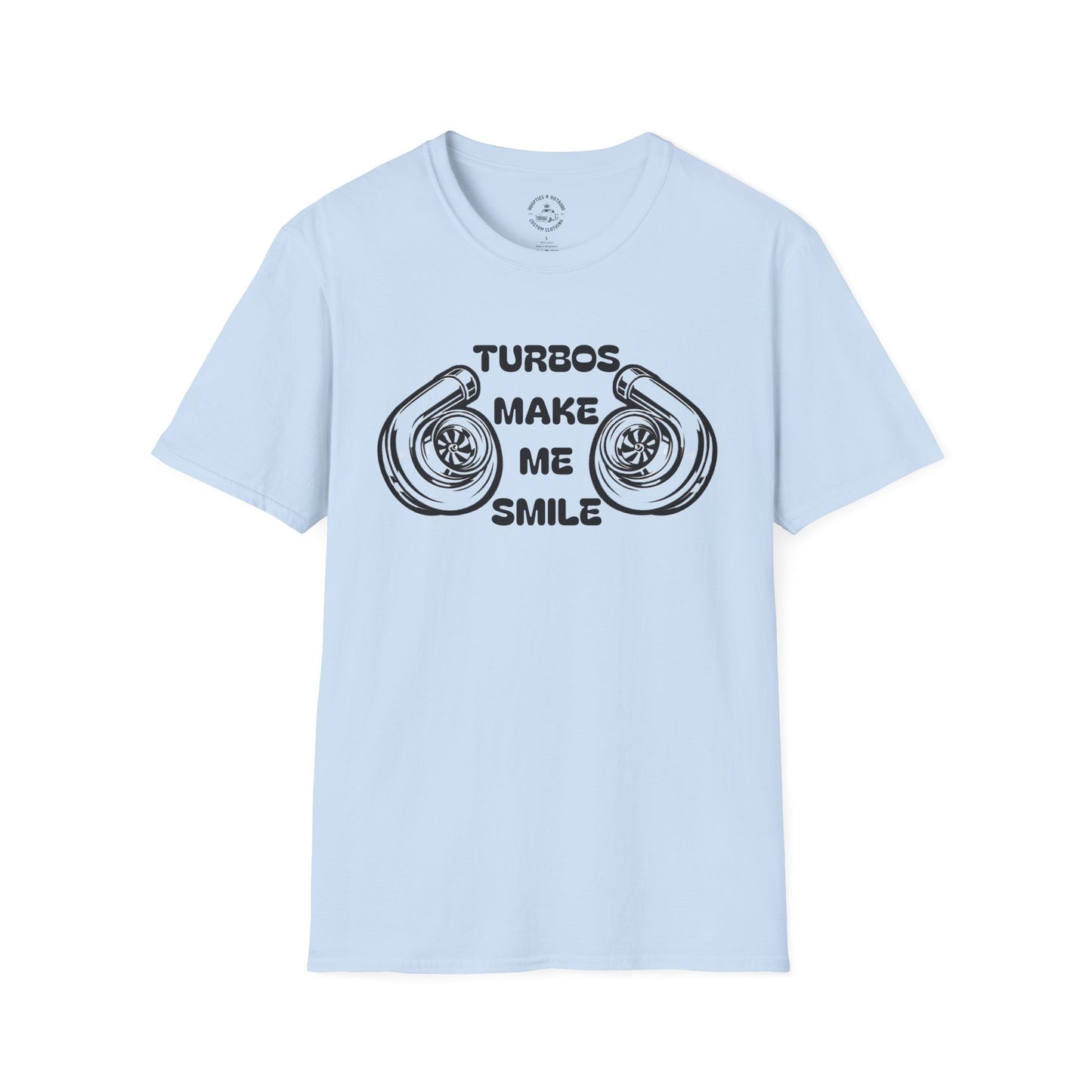 Turbos Make Me Smile T-Shirt - Perfect Gift for Car Lovers, Automotive Fans, Birthdays, Casual Wear, Turbocharged Smile Apparel