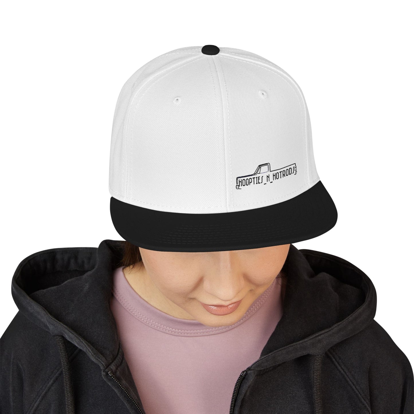 Hoopties N Hotrods Squarebody Logo, Trendy Embroidered Snapback Cap - Casual Style, Streetwear, Gift for Her/Him, Summer Festival Accessory, Adjustable Hat