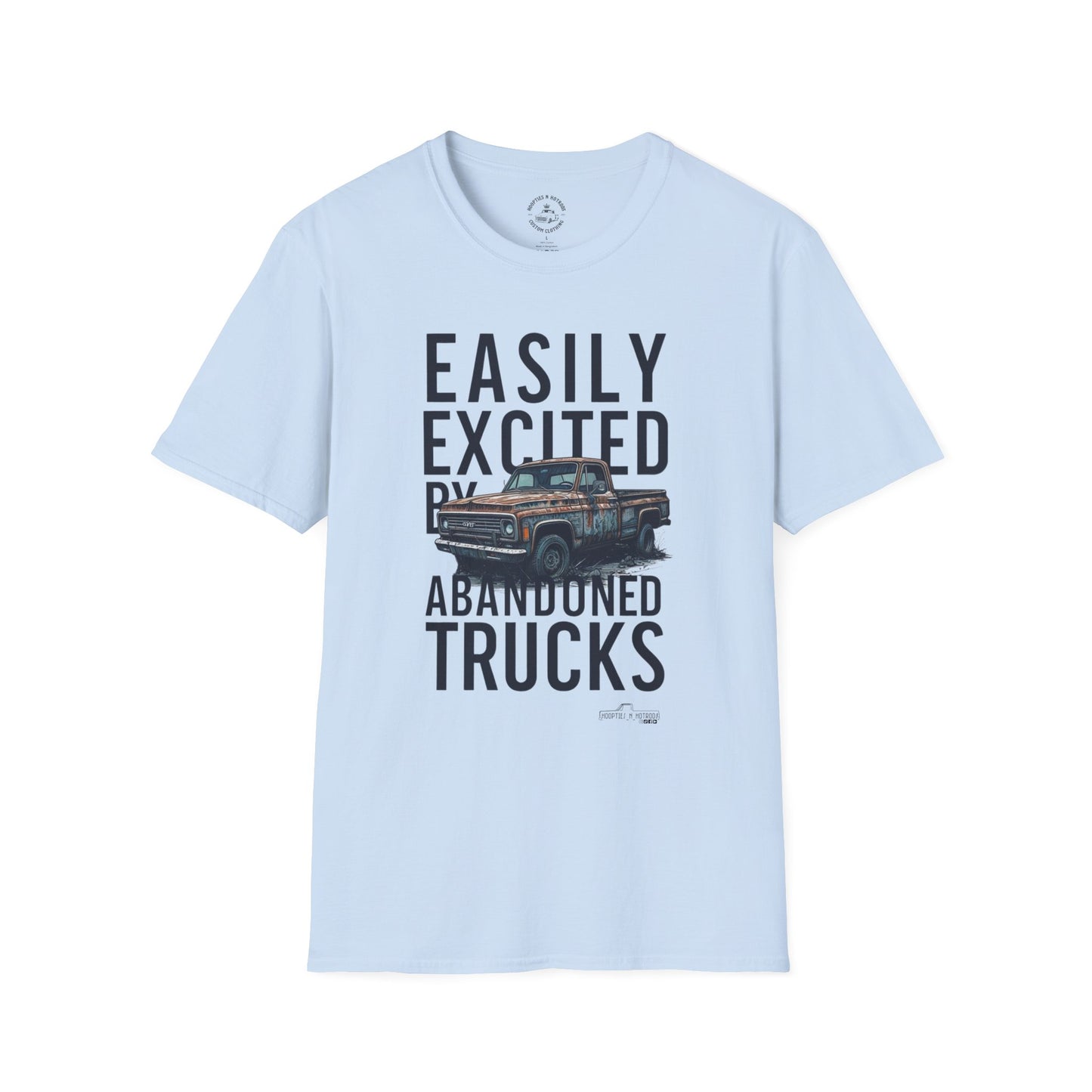 Easily Excited By Abandoned Trucks T-Shirt, Vintage Car Tee, Eco-Friendly Shirt, Perfect for Gearheads, Great Gift for Truck Lovers