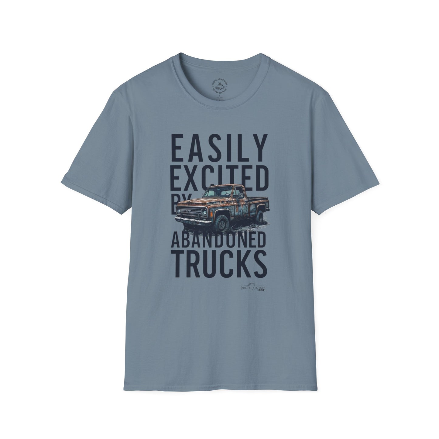 Easily Excited By Abandoned Trucks T-Shirt, Vintage Car Tee, Eco-Friendly Shirt, Perfect for Gearheads, Great Gift for Truck Lovers