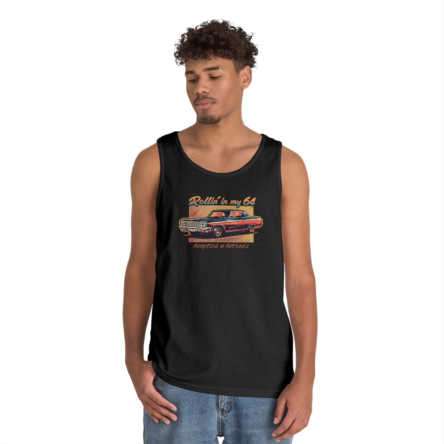 Rollin' In My 64 Impala Graphic Tank Top, Perfect for Summer, Gift for Car Lovers, Vintage Style, Music Festivals, Casual Wear
