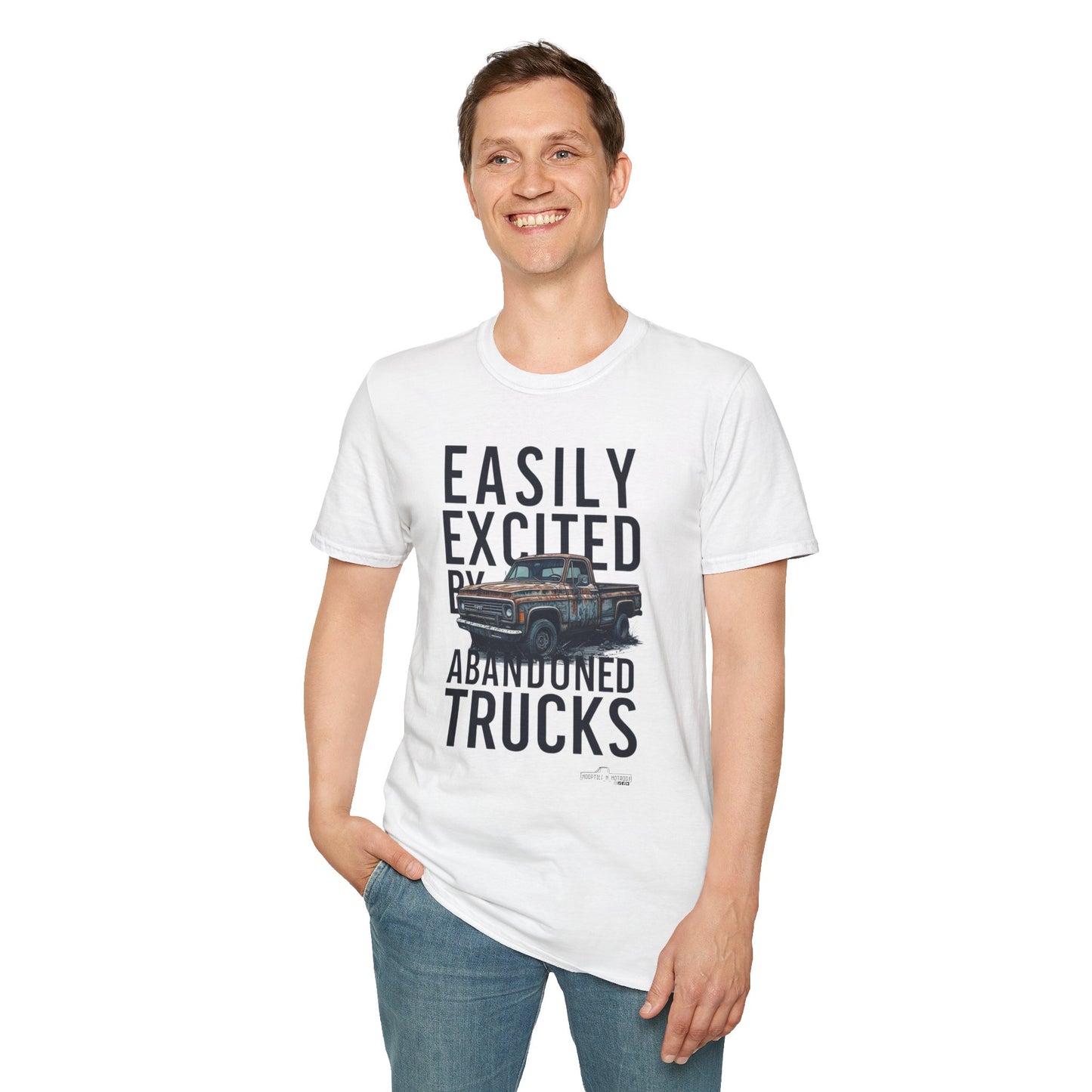 Easily Excited By Abandoned Trucks T-Shirt, Vintage Car Tee, Eco-Friendly Shirt, Perfect for Gearheads, Great Gift for Truck Lovers
