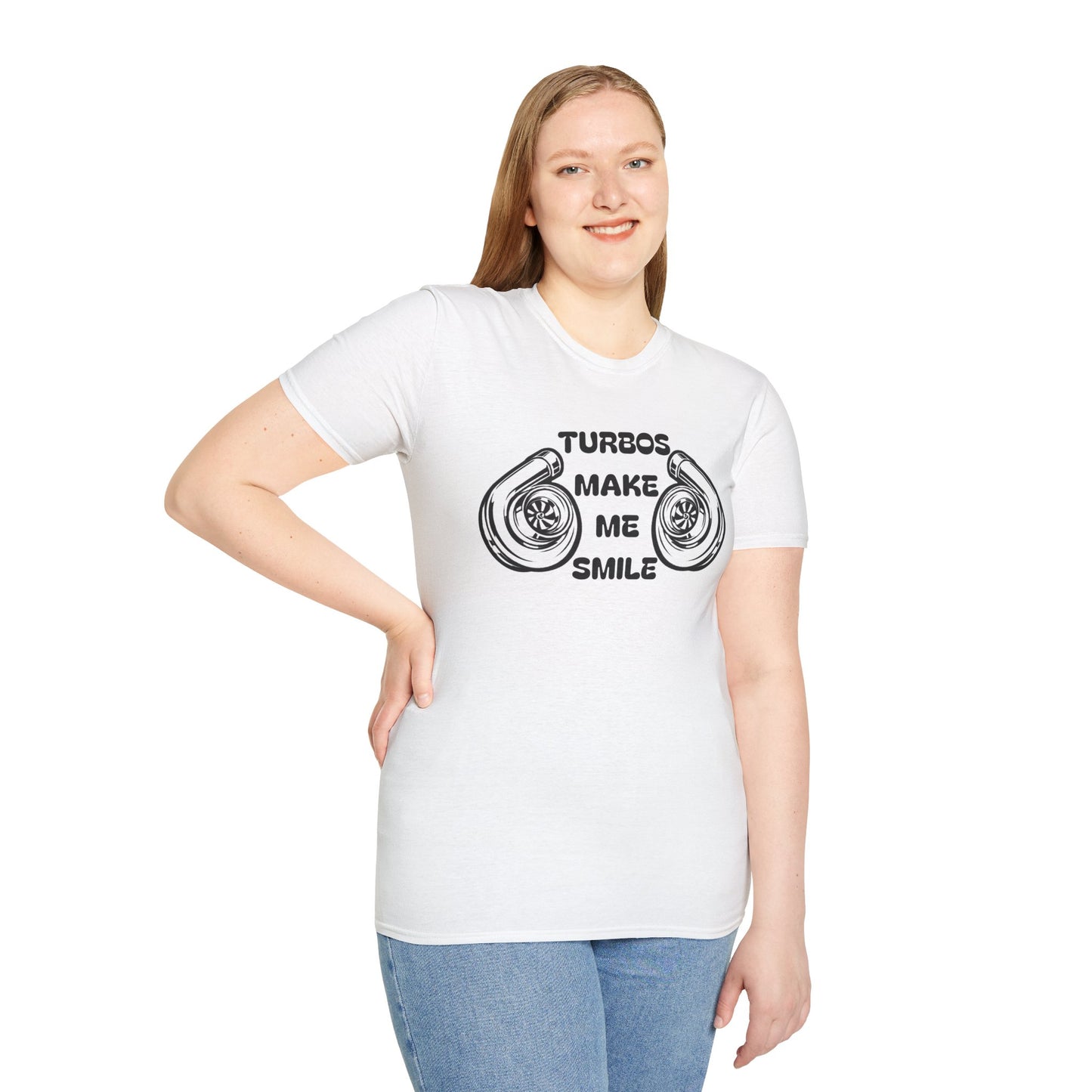 Turbos Make Me Smile T-Shirt - Perfect Gift for Car Lovers, Automotive Fans, Birthdays, Casual Wear, Turbocharged Smile Apparel