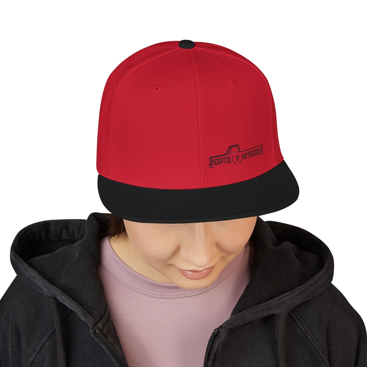 Hoopties N Hotrods Squarebody Logo, Trendy Embroidered Snapback Cap - Casual Style, Streetwear, Gift for Her/Him, Summer Festival Accessory, Adjustable Hat