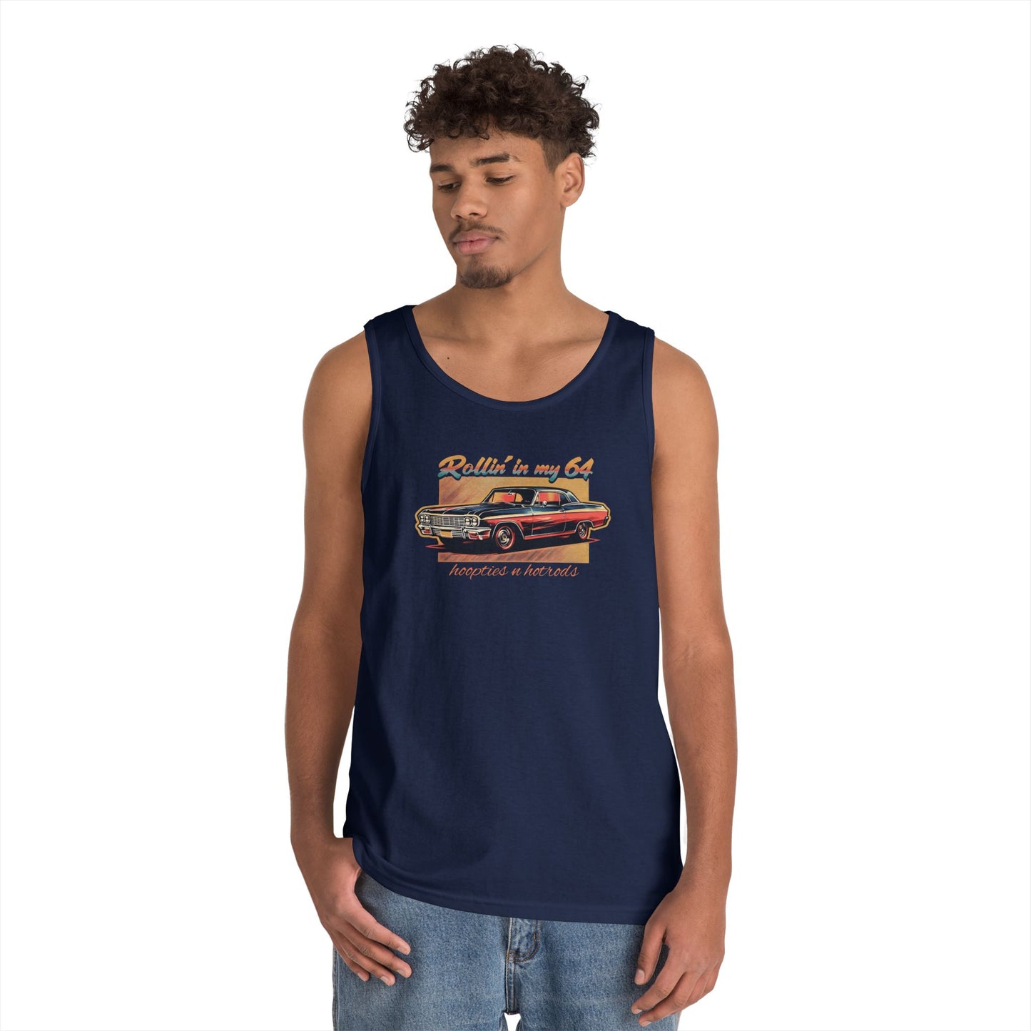 Rollin' In My 64 Impala Graphic Tank Top, Perfect for Summer, Gift for Car Lovers, Vintage Style, Music Festivals, Casual Wear