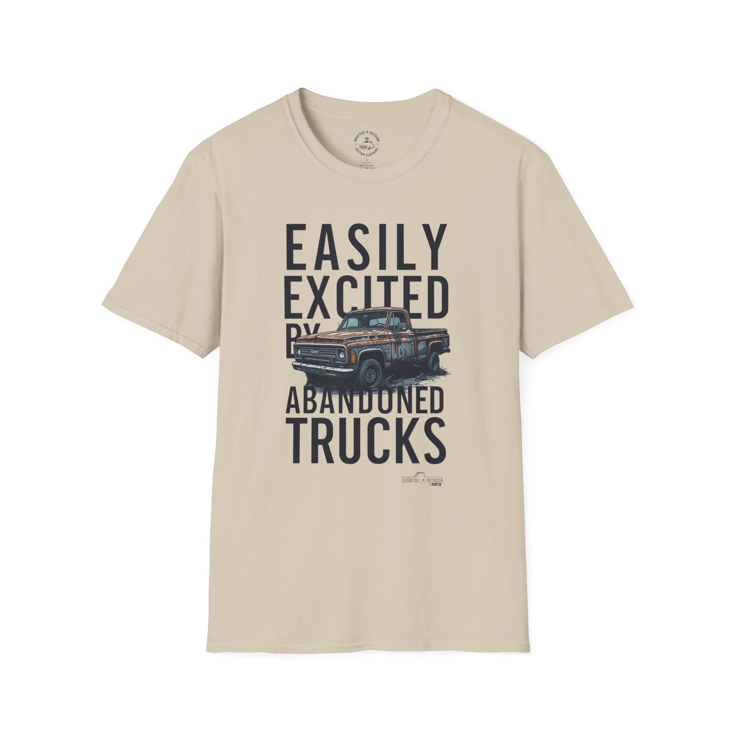Easily Excited By Abandoned Trucks T-Shirt, Vintage Car Tee, Eco-Friendly Shirt, Perfect for Gearheads, Great Gift for Truck Lovers
