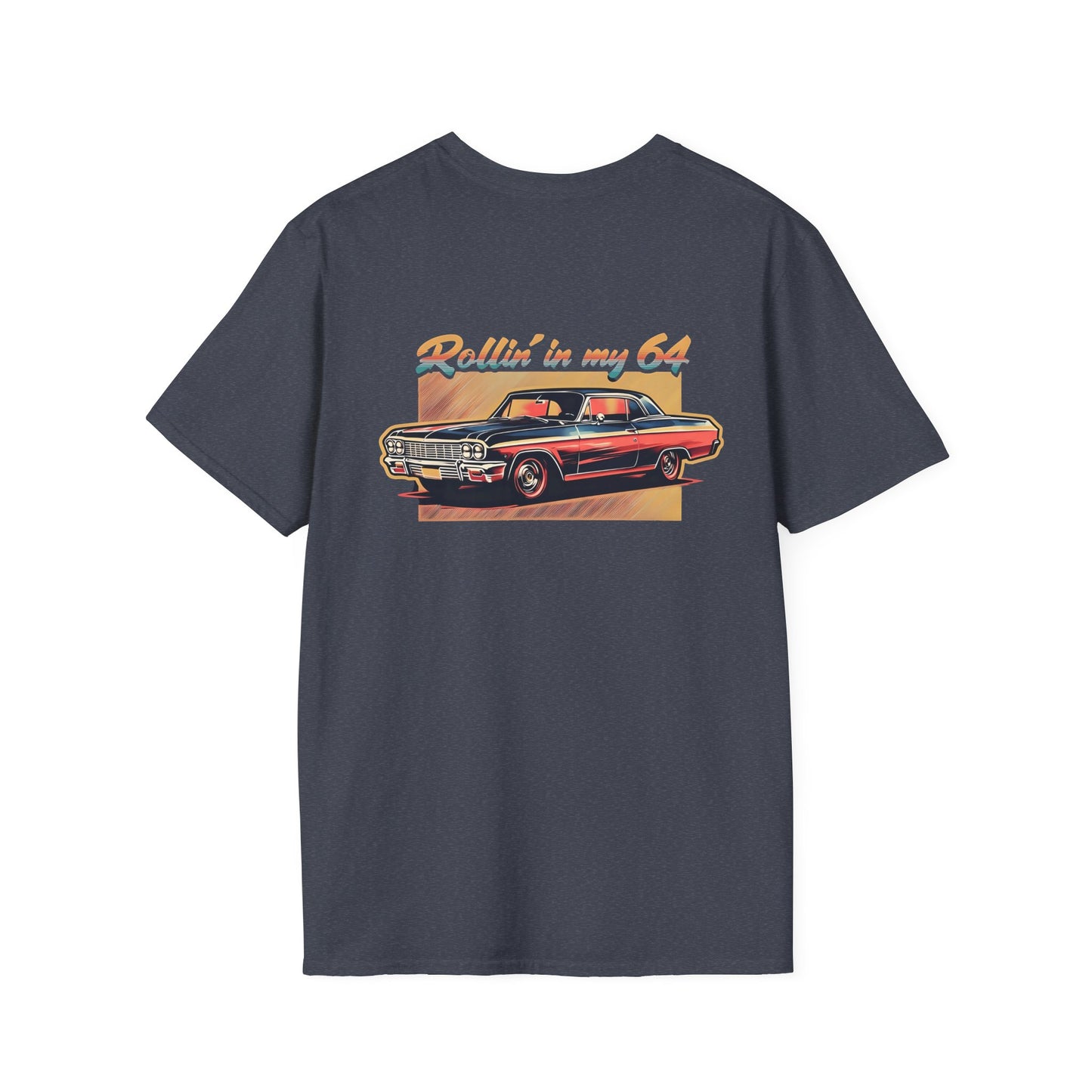 Rollin' In My 64, Vintage Car Graphic Tee, Classic Car Lovers Shirt, Retro Auto T-Shirt, Gift for Car Enthusiasts, Unisex Softstyle T-Shirt