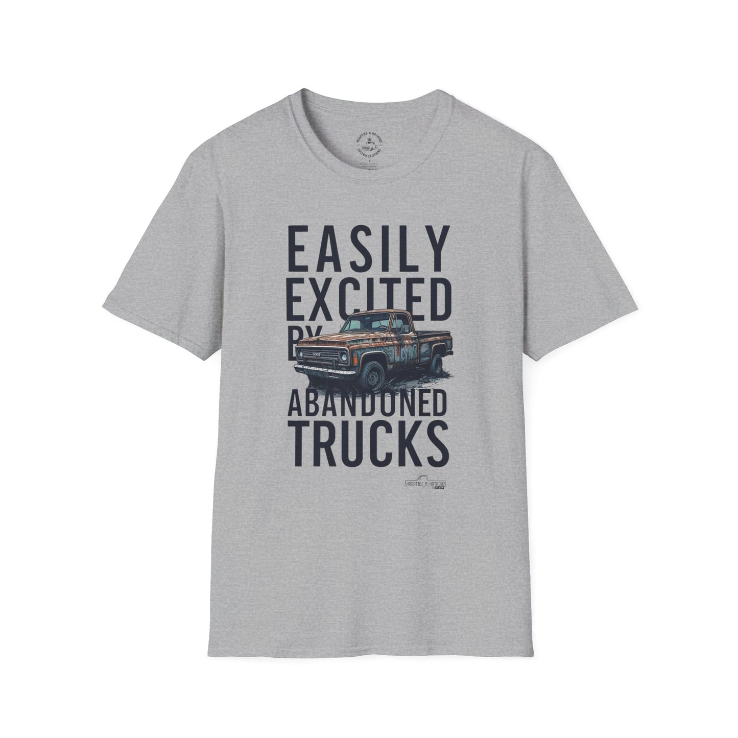 Easily Excited By Abandoned Trucks T-Shirt, Vintage Car Tee, Eco-Friendly Shirt, Perfect for Gearheads, Great Gift for Truck Lovers
