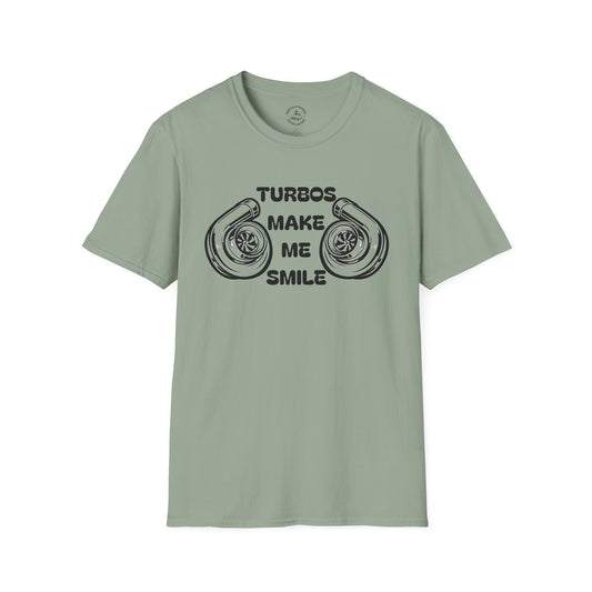 Turbos Make Me Smile T-Shirt - Perfect Gift for Car Lovers, Automotive Fans, Birthdays, Casual Wear, Turbocharged Smile Apparel