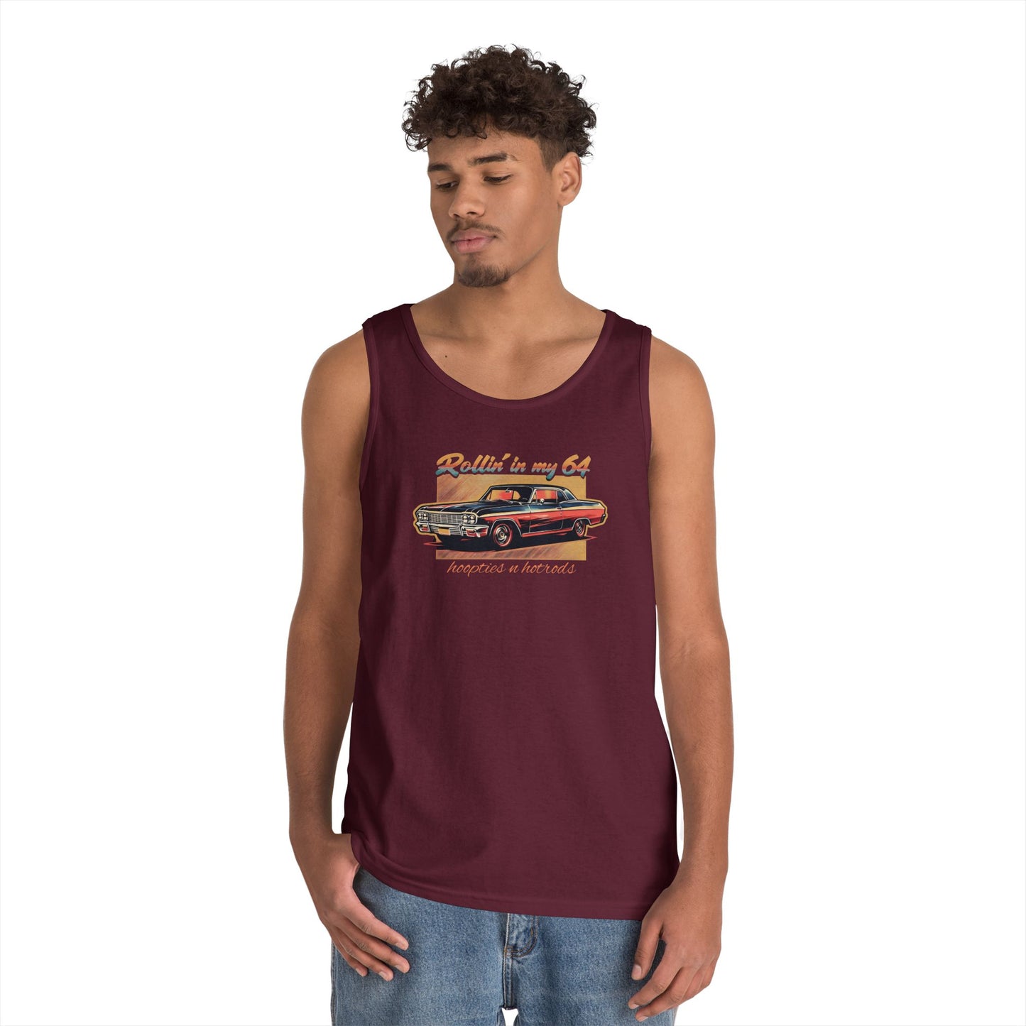 Rollin' In My 64 Impala Graphic Tank Top, Perfect for Summer, Gift for Car Lovers, Vintage Style, Music Festivals, Casual Wear
