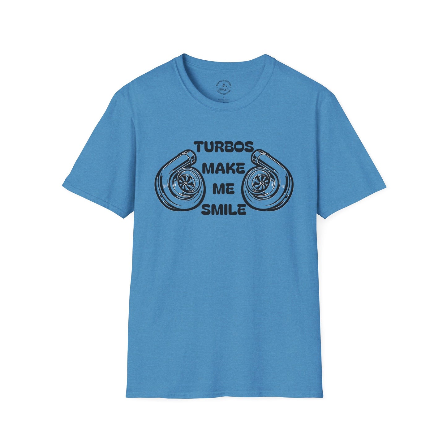 Turbos Make Me Smile T-Shirt - Perfect Gift for Car Lovers, Automotive Fans, Birthdays, Casual Wear, Turbocharged Smile Apparel