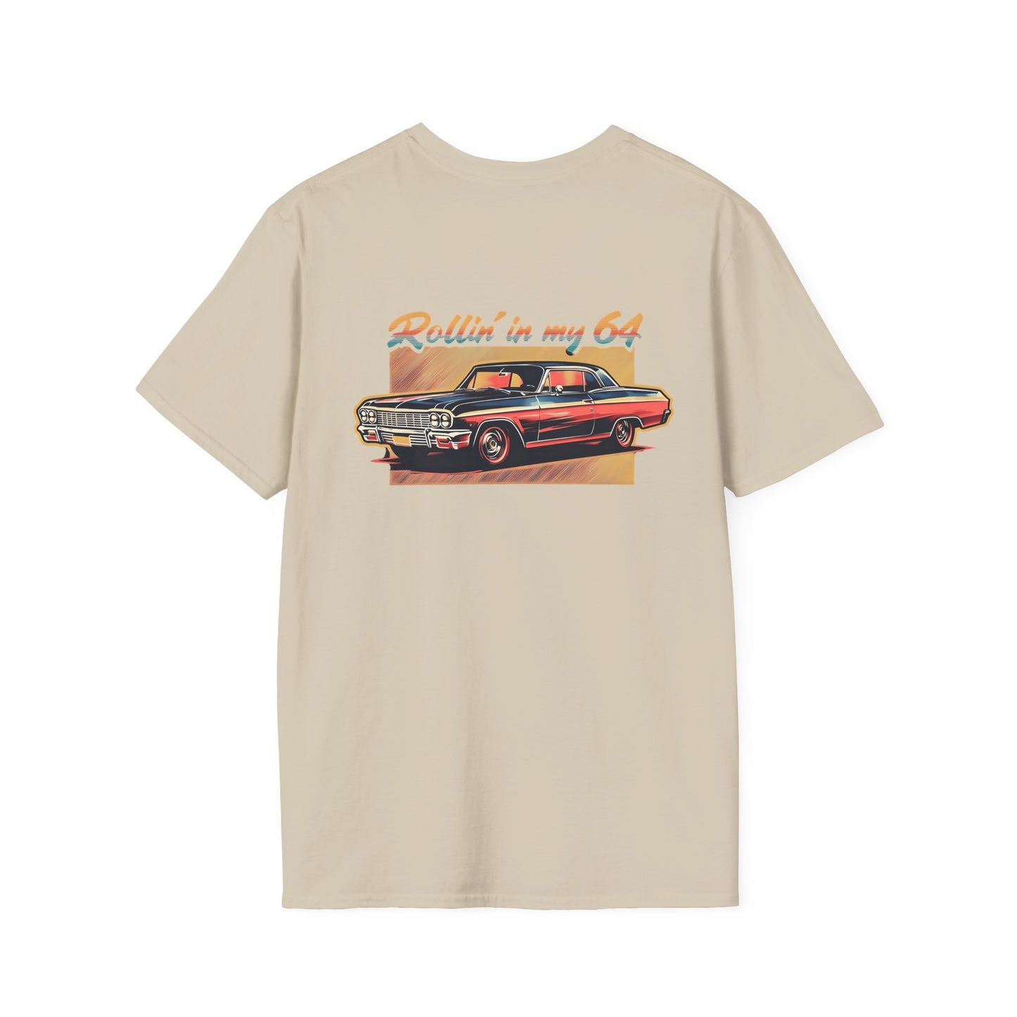 Rollin' In My 64, Vintage Car Graphic Tee, Classic Car Lovers Shirt, Retro Auto T-Shirt, Gift for Car Enthusiasts, Unisex Softstyle T-Shirt