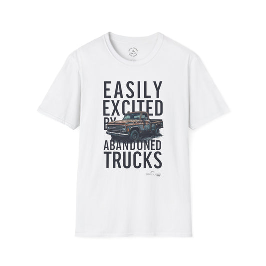 Easily Excited By Abandoned Trucks T-Shirt, Vintage Car Tee, Eco-Friendly Shirt, Perfect for Gearheads, Great Gift for Truck Lovers