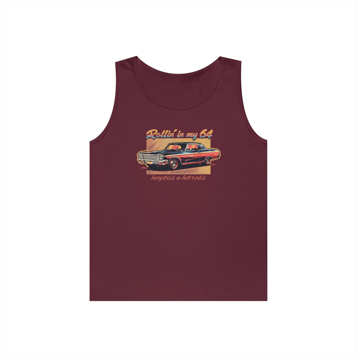Rollin' In My 64 Impala Graphic Tank Top, Perfect for Summer, Gift for Car Lovers, Vintage Style, Music Festivals, Casual Wear