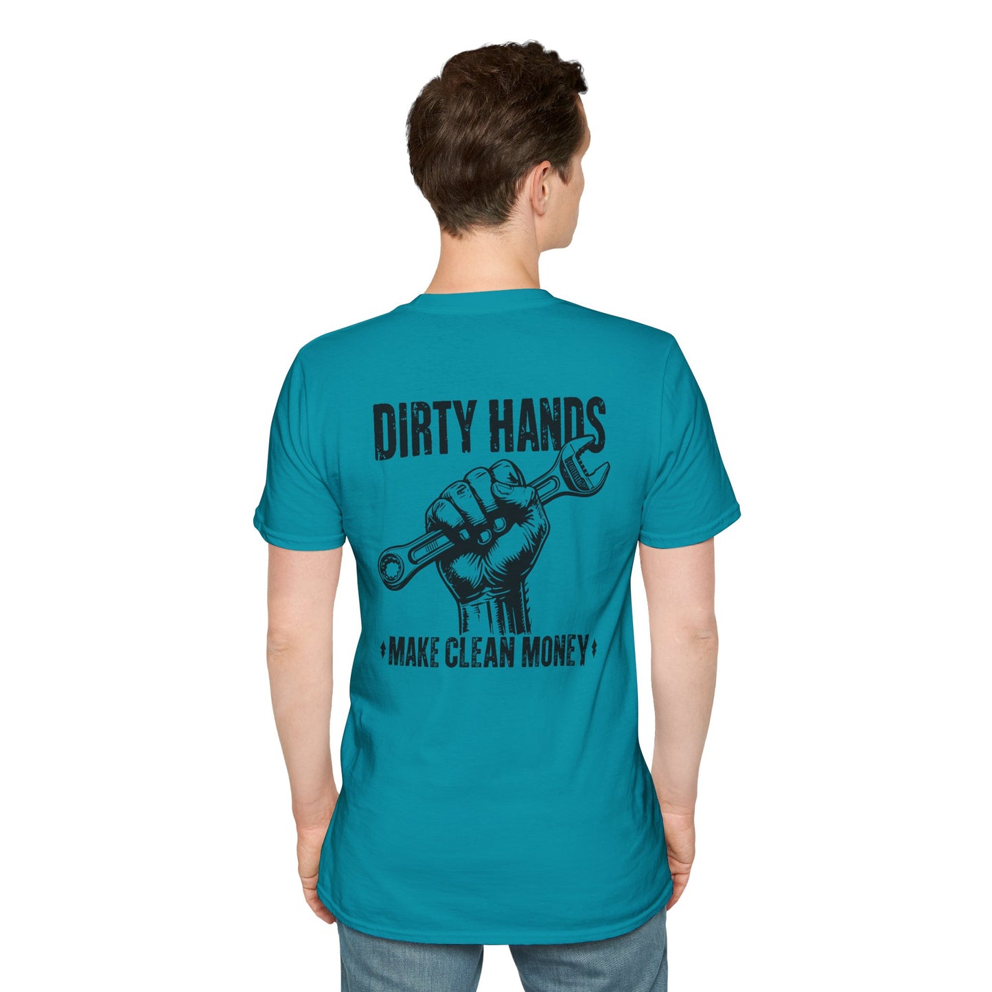Dirty Hands Make Clean Money, Unisex Softstyle T-Shirt with Bold Statement, Casual Graphic Tee, Perfect for Workwear, Gift for Mechanics, Funny Humor Clothing