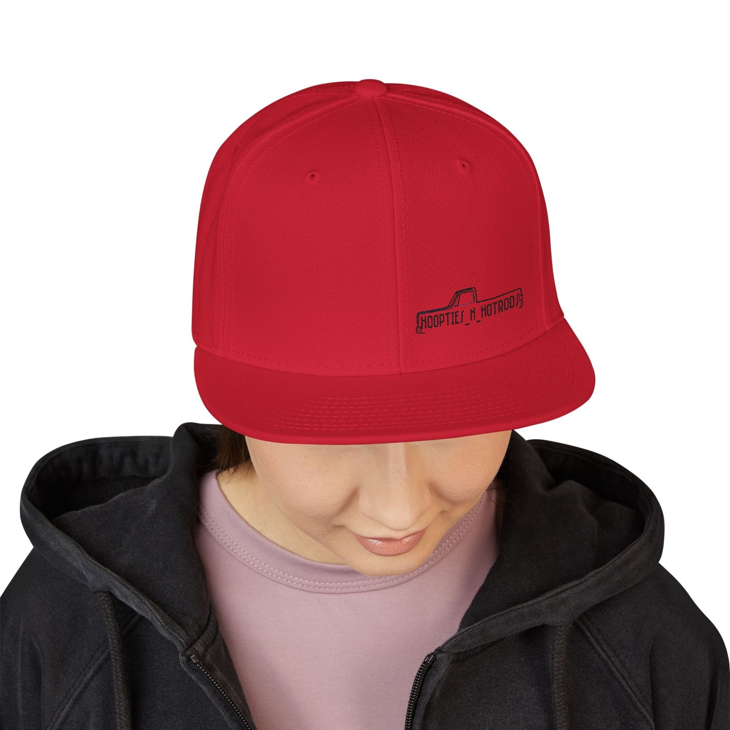 Hoopties N Hotrods Squarebody Logo, Trendy Embroidered Snapback Cap - Casual Style, Streetwear, Gift for Her/Him, Summer Festival Accessory, Adjustable Hat