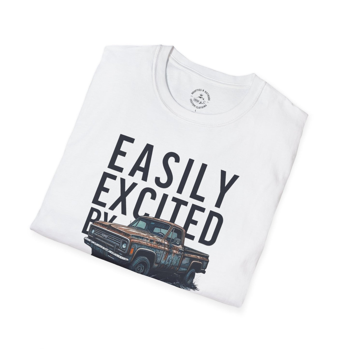 Easily Excited By Abandoned Trucks T-Shirt, Vintage Car Tee, Eco-Friendly Shirt, Perfect for Gearheads, Great Gift for Truck Lovers