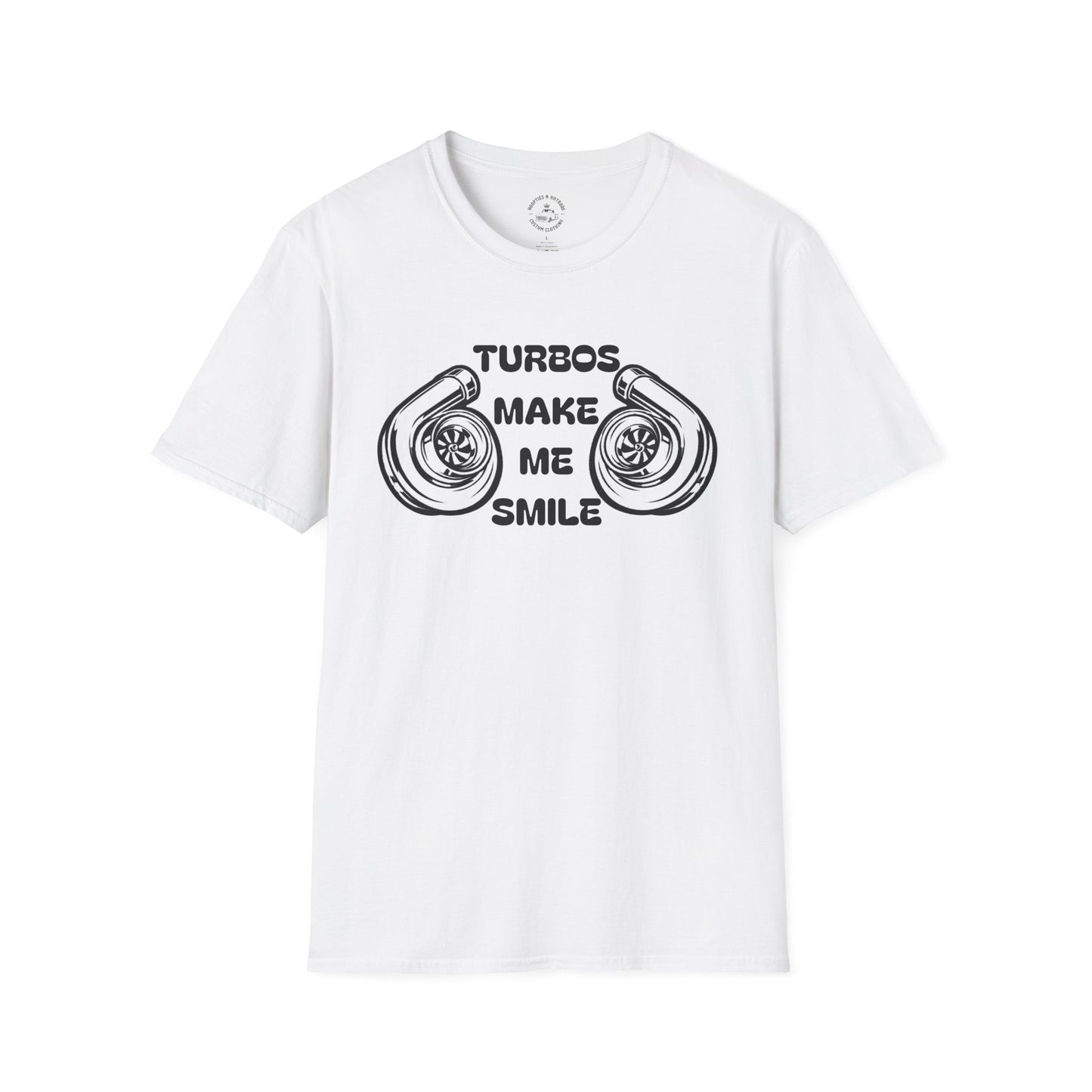 Turbos Make Me Smile T-Shirt - Perfect Gift for Car Lovers, Automotive Fans, Birthdays, Casual Wear, Turbocharged Smile Apparel