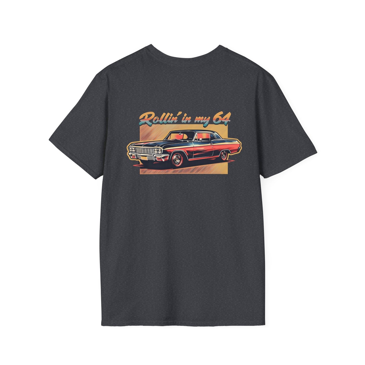Rollin' In My 64, Vintage Car Graphic Tee, Classic Car Lovers Shirt, Retro Auto T-Shirt, Gift for Car Enthusiasts, Unisex Softstyle T-Shirt