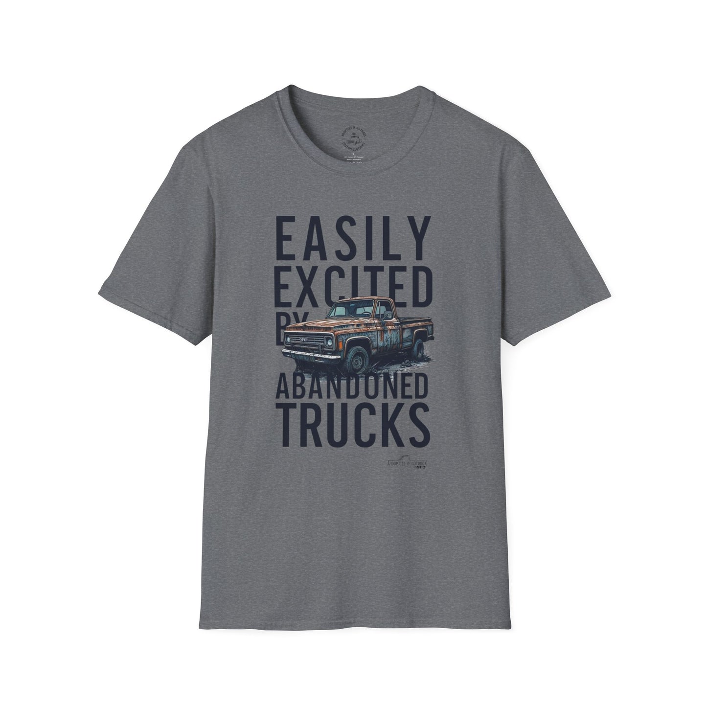 Easily Excited By Abandoned Trucks T-Shirt, Vintage Car Tee, Eco-Friendly Shirt, Perfect for Gearheads, Great Gift for Truck Lovers