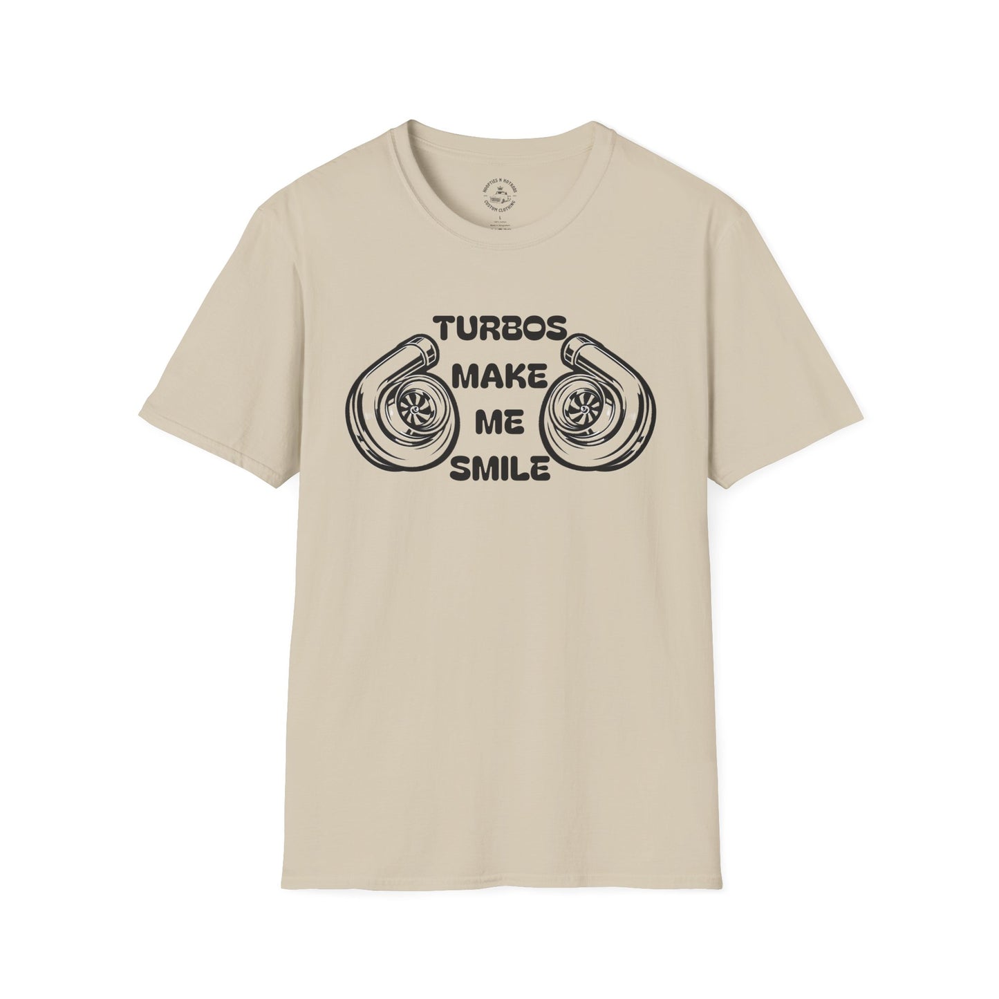 Turbos Make Me Smile T-Shirt - Perfect Gift for Car Lovers, Automotive Fans, Birthdays, Casual Wear, Turbocharged Smile Apparel