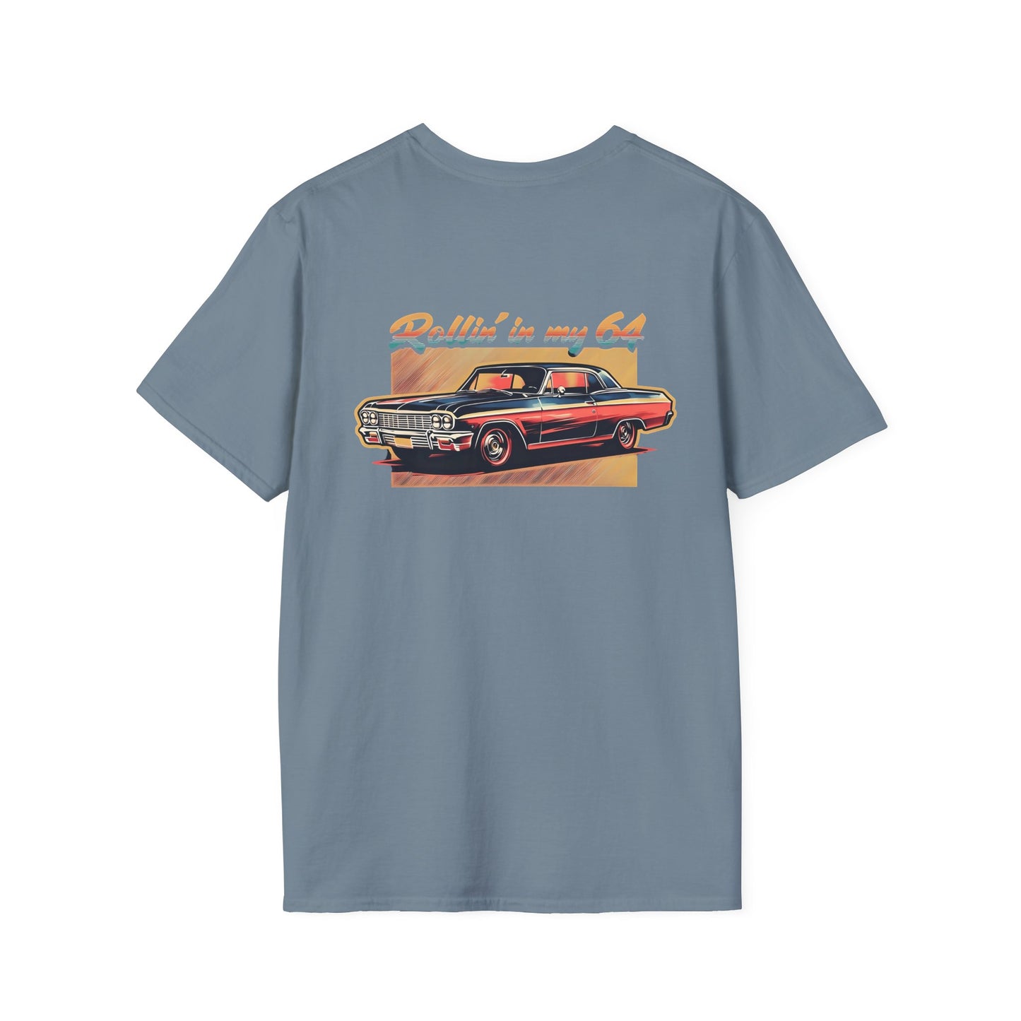 Rollin' In My 64, Vintage Car Graphic Tee, Classic Car Lovers Shirt, Retro Auto T-Shirt, Gift for Car Enthusiasts, Unisex Softstyle T-Shirt
