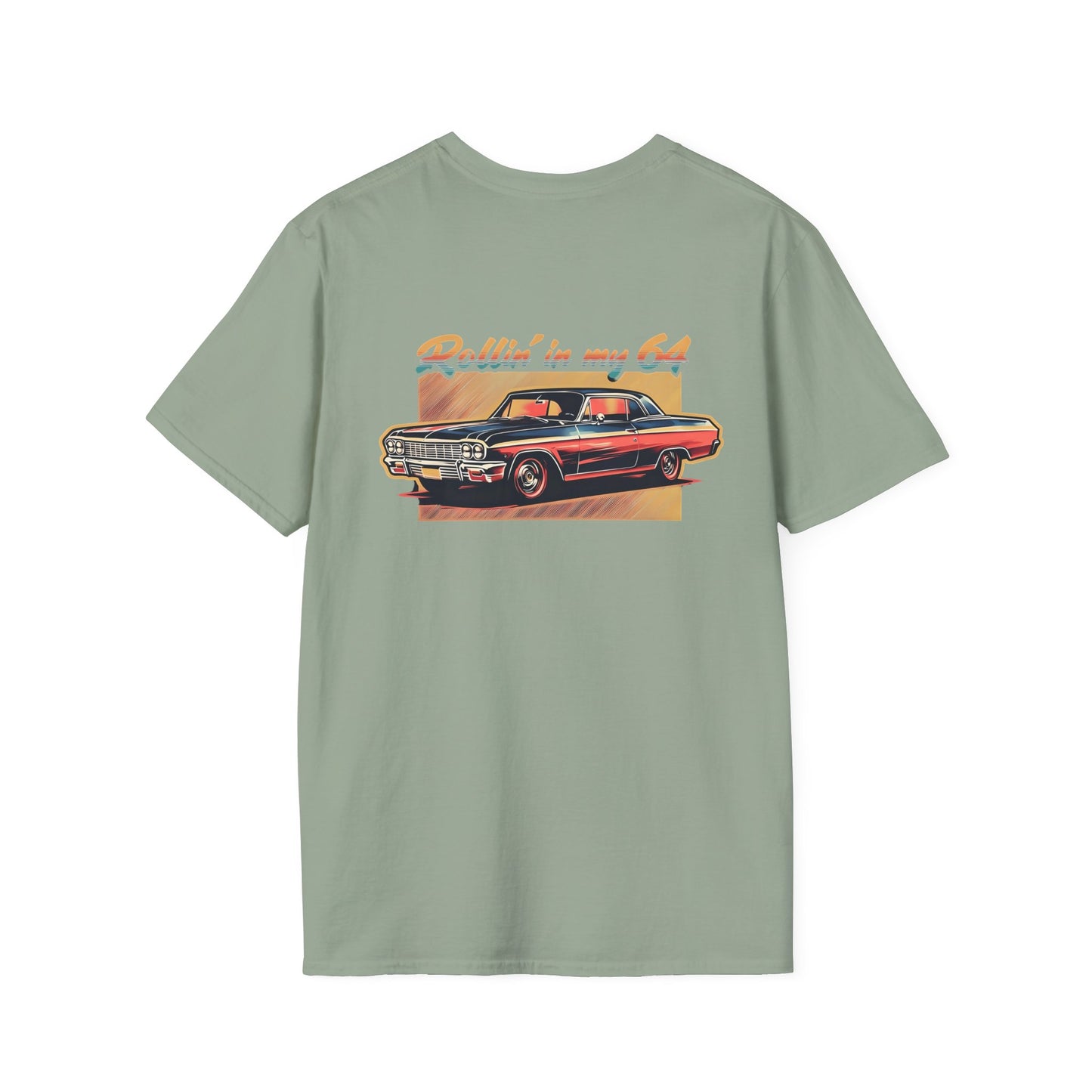 Rollin' In My 64, Vintage Car Graphic Tee, Classic Car Lovers Shirt, Retro Auto T-Shirt, Gift for Car Enthusiasts, Unisex Softstyle T-Shirt