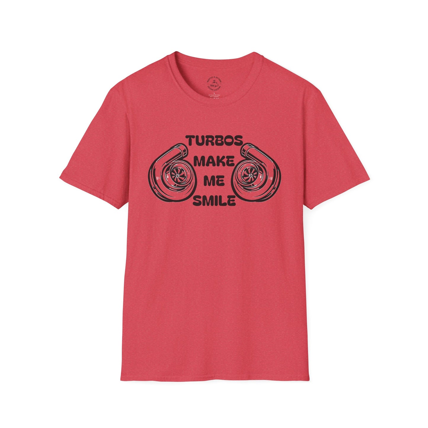 Turbos Make Me Smile T-Shirt - Perfect Gift for Car Lovers, Automotive Fans, Birthdays, Casual Wear, Turbocharged Smile Apparel