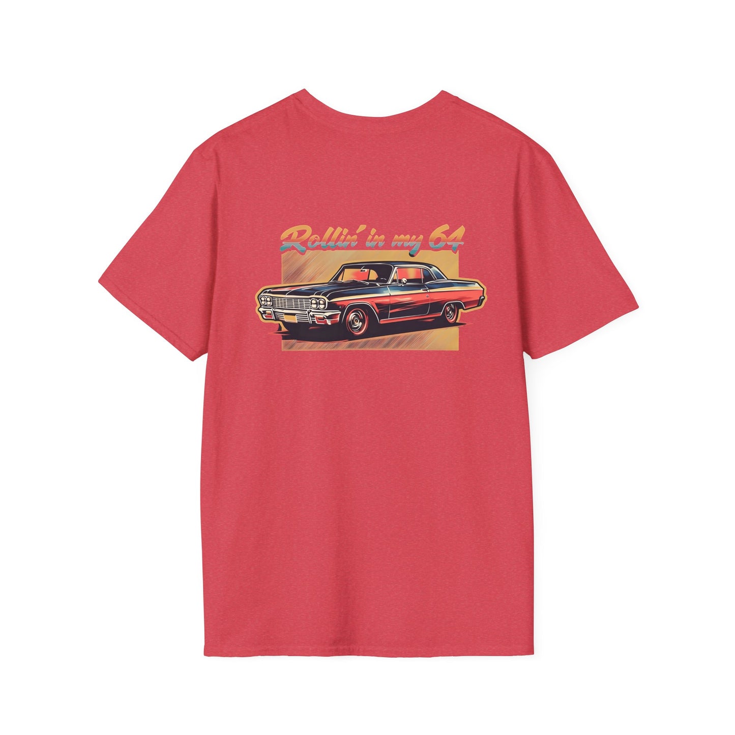 Rollin' In My 64, Vintage Car Graphic Tee, Classic Car Lovers Shirt, Retro Auto T-Shirt, Gift for Car Enthusiasts, Unisex Softstyle T-Shirt