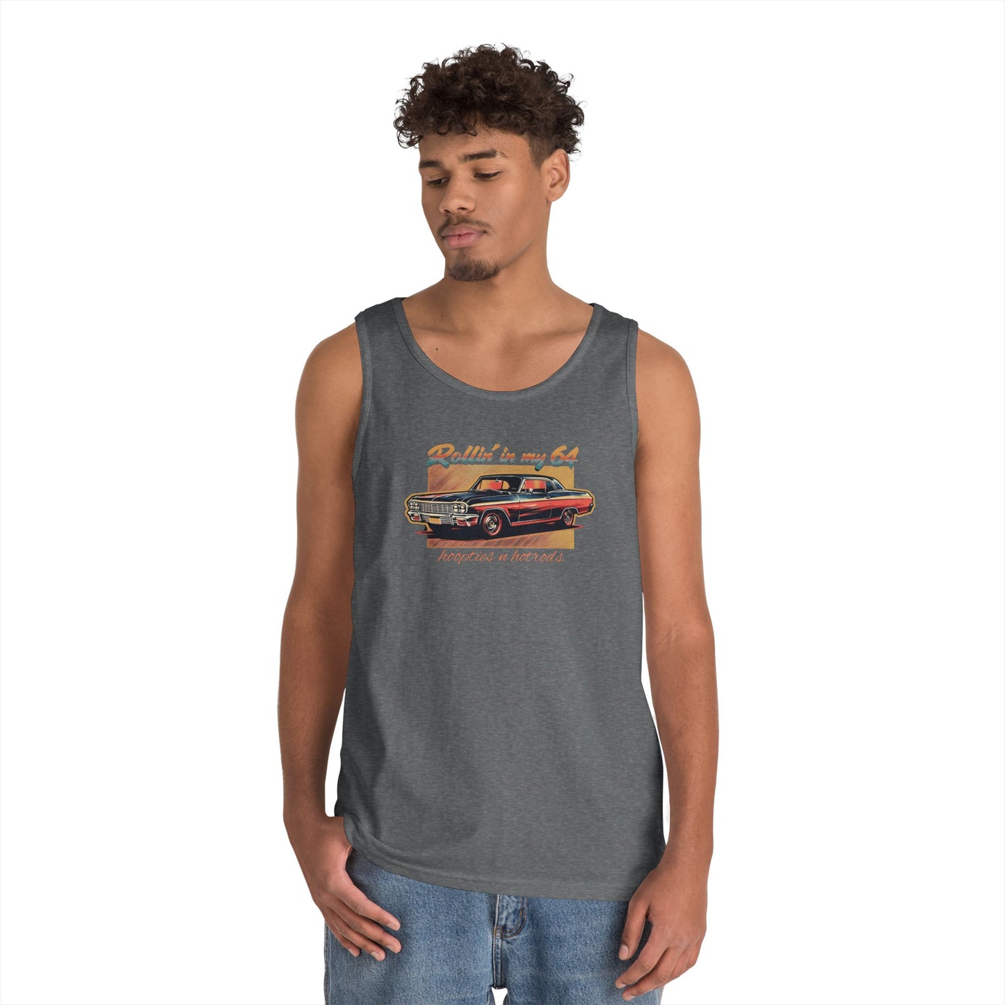 Rollin' In My 64 Impala Graphic Tank Top, Perfect for Summer, Gift for Car Lovers, Vintage Style, Music Festivals, Casual Wear