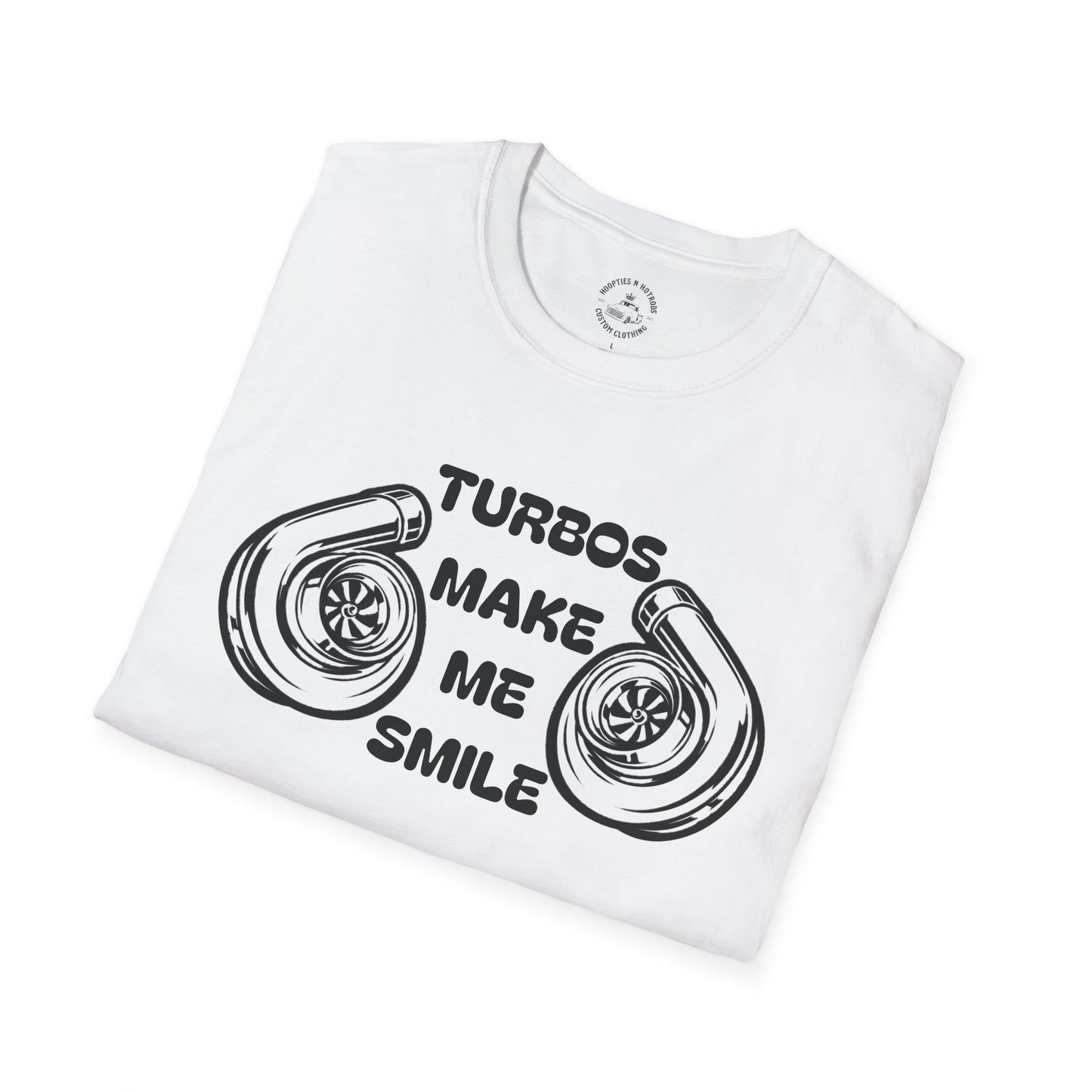 Turbos Make Me Smile T-Shirt - Perfect Gift for Car Lovers, Automotive Fans, Birthdays, Casual Wear, Turbocharged Smile Apparel