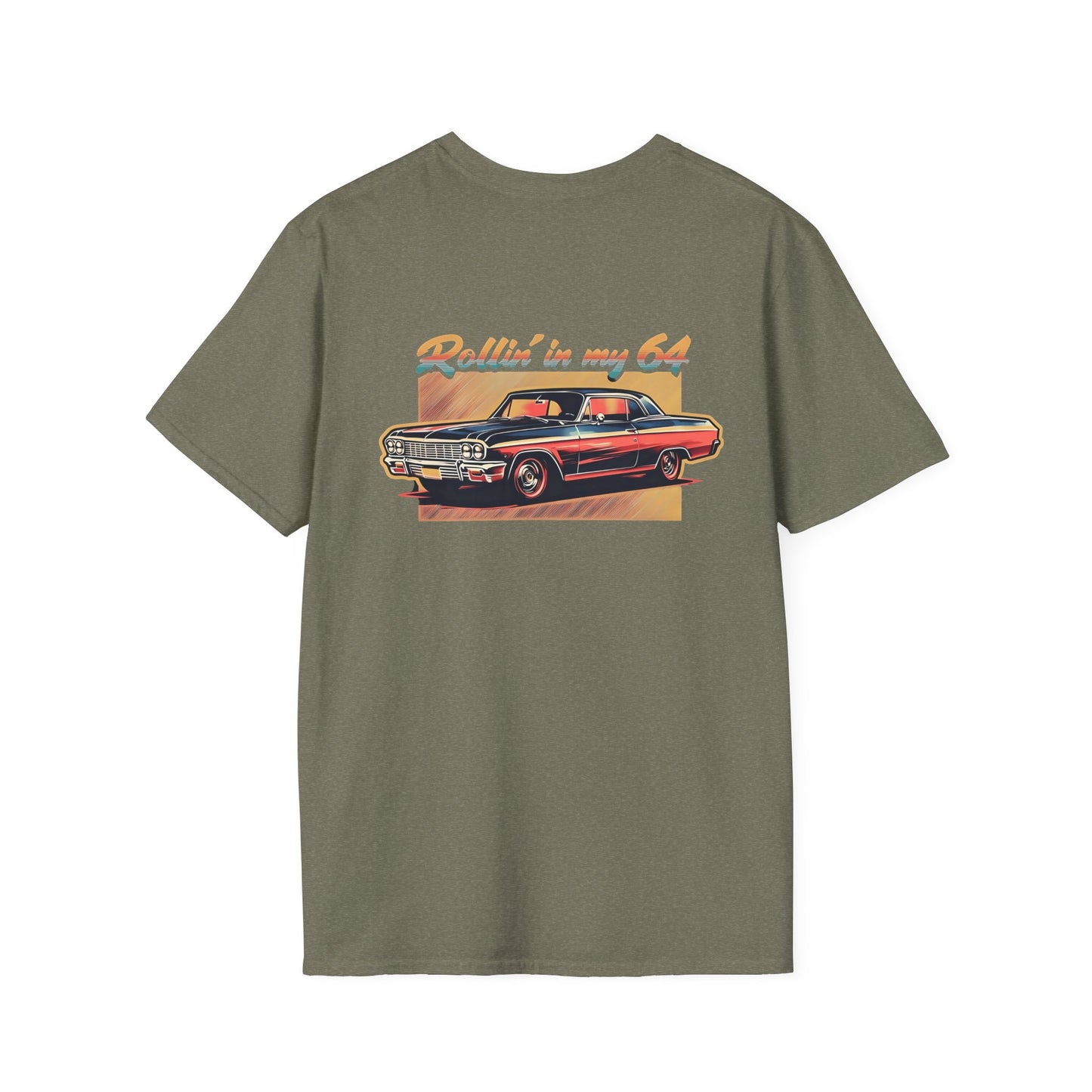Rollin' In My 64, Vintage Car Graphic Tee, Classic Car Lovers Shirt, Retro Auto T-Shirt, Gift for Car Enthusiasts, Unisex Softstyle T-Shirt