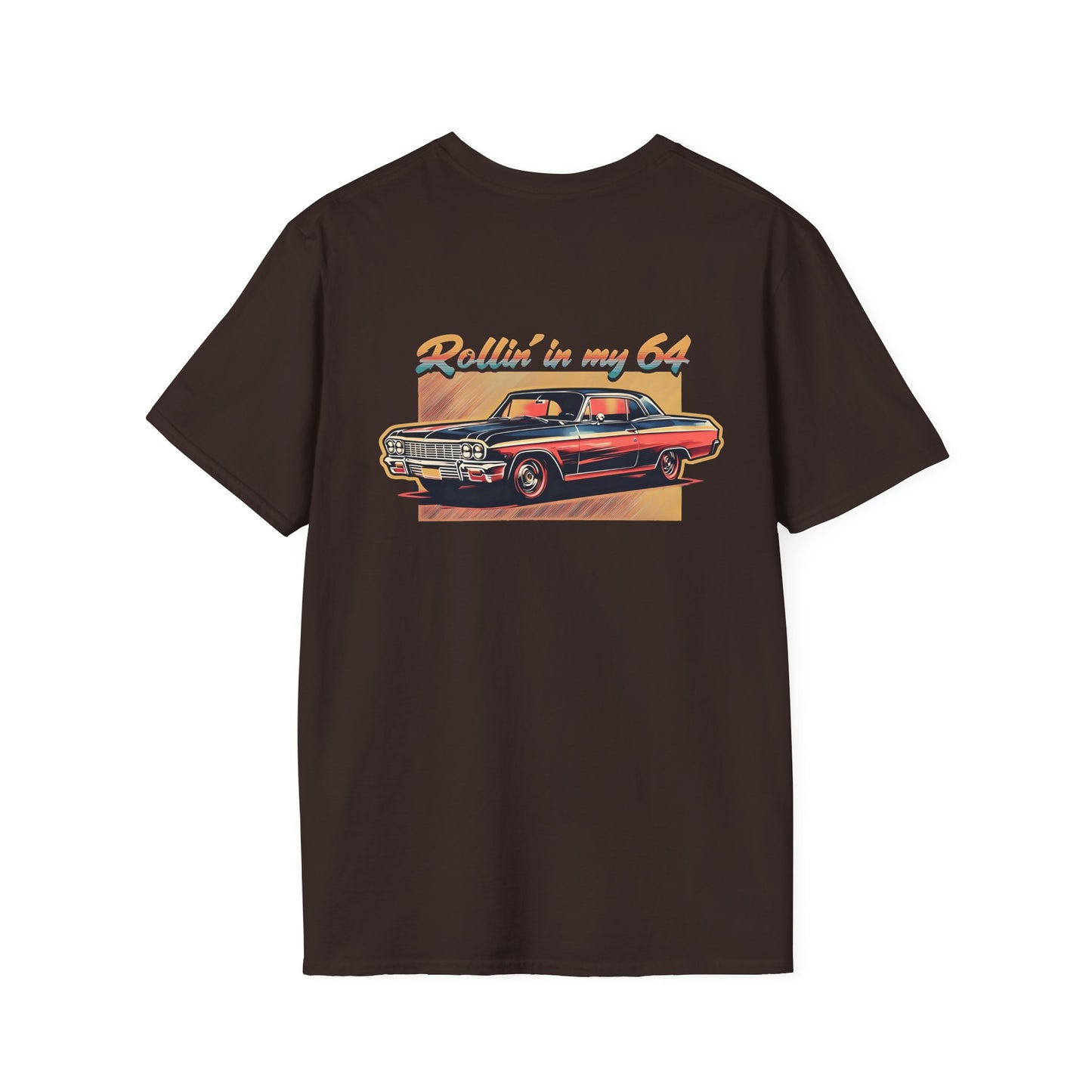 Rollin' In My 64, Vintage Car Graphic Tee, Classic Car Lovers Shirt, Retro Auto T-Shirt, Gift for Car Enthusiasts, Unisex Softstyle T-Shirt
