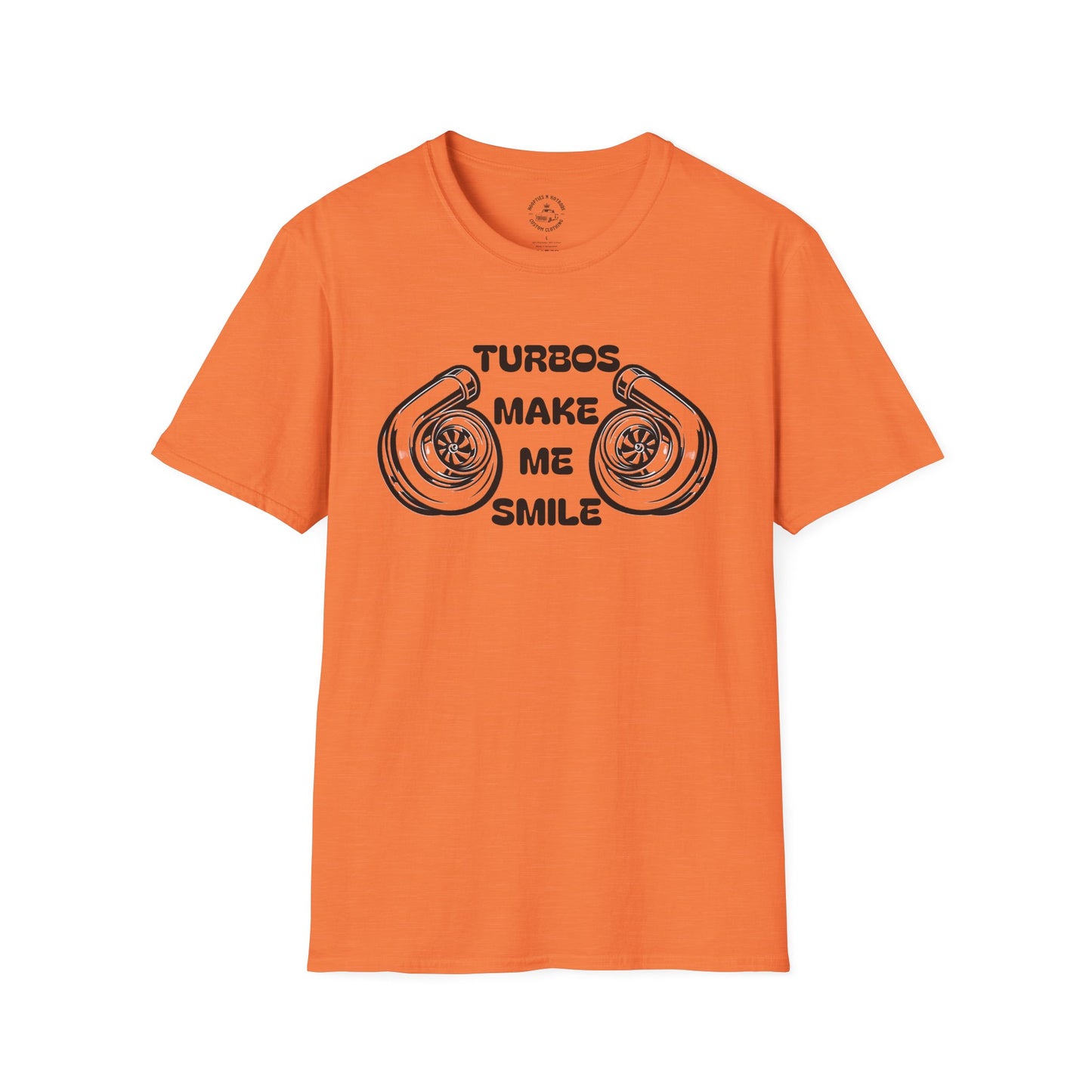 Turbos Make Me Smile T-Shirt - Perfect Gift for Car Lovers, Automotive Fans, Birthdays, Casual Wear, Turbocharged Smile Apparel