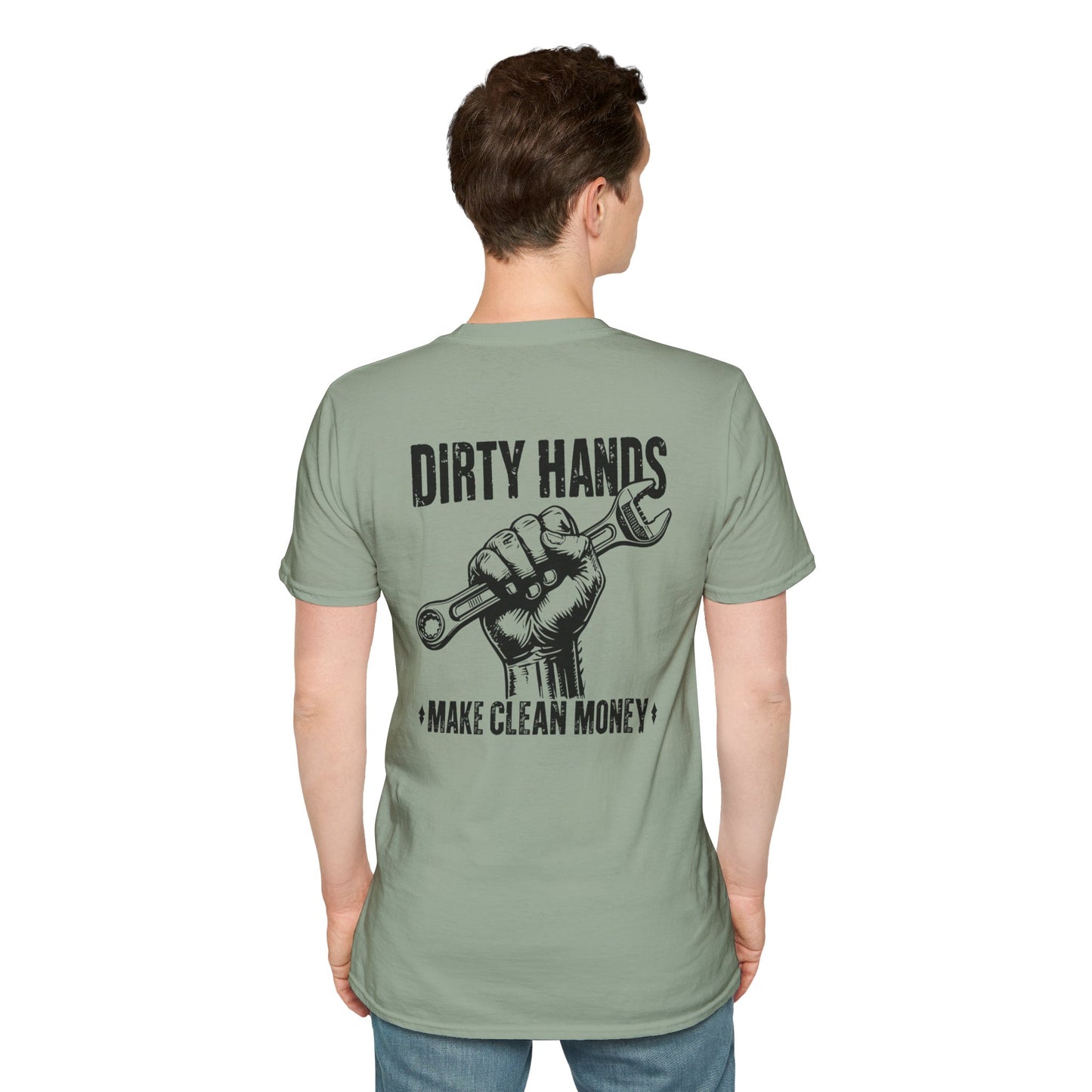 Dirty Hands Make Clean Money, Unisex Softstyle T-Shirt with Bold Statement, Casual Graphic Tee, Perfect for Workwear, Gift for Mechanics, Funny Humor Clothing
