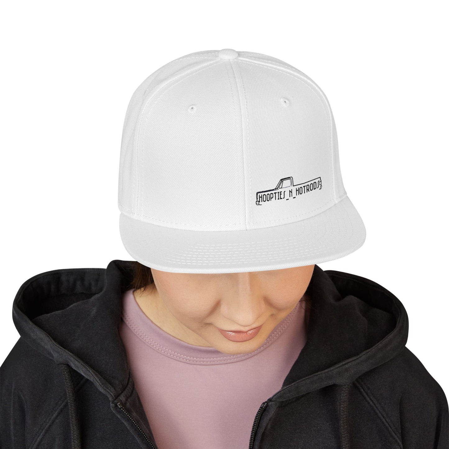 Hoopties N Hotrods Squarebody Logo, Trendy Embroidered Snapback Cap - Casual Style, Streetwear, Gift for Her/Him, Summer Festival Accessory, Adjustable Hat