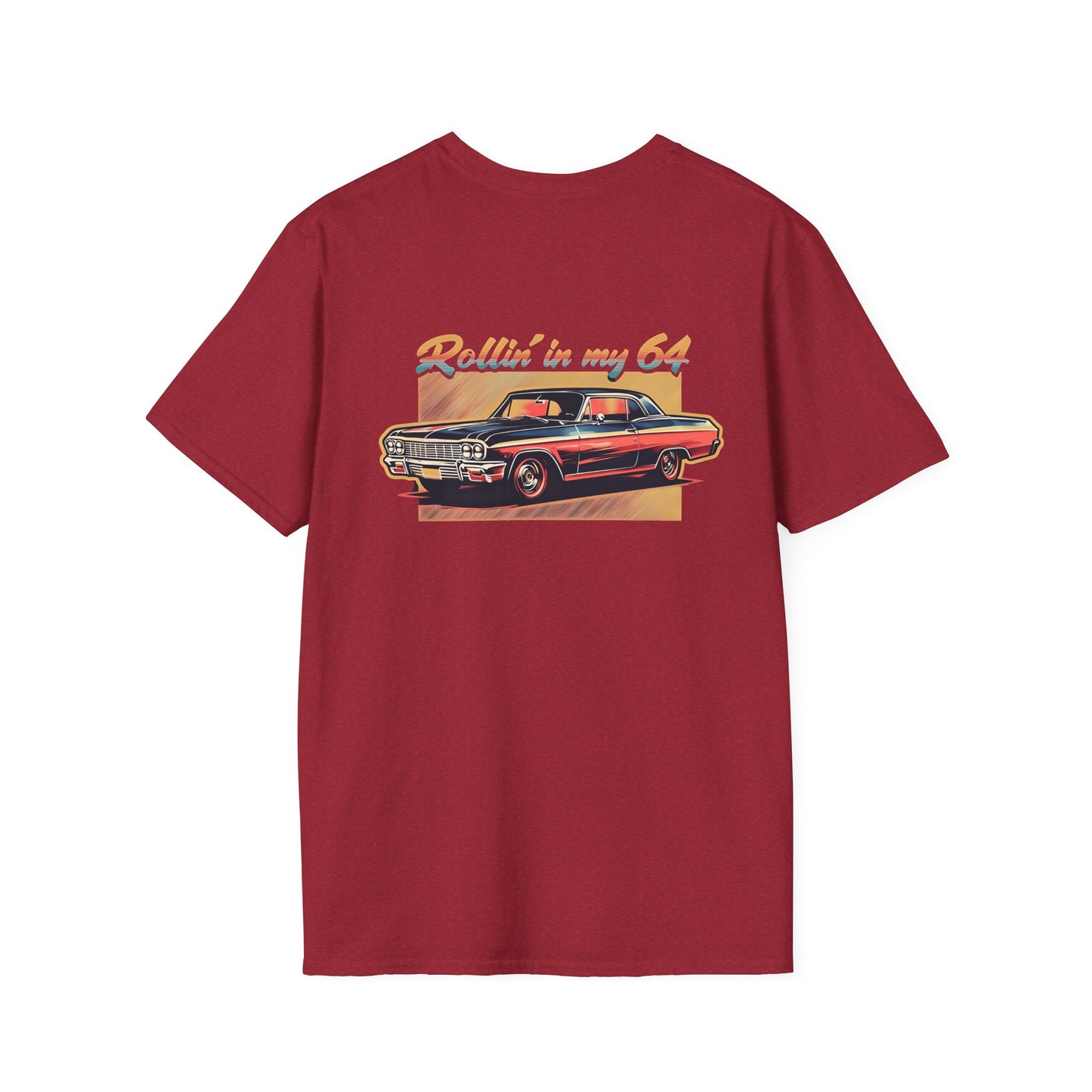 Rollin' In My 64, Vintage Car Graphic Tee, Classic Car Lovers Shirt, Retro Auto T-Shirt, Gift for Car Enthusiasts, Unisex Softstyle T-Shirt