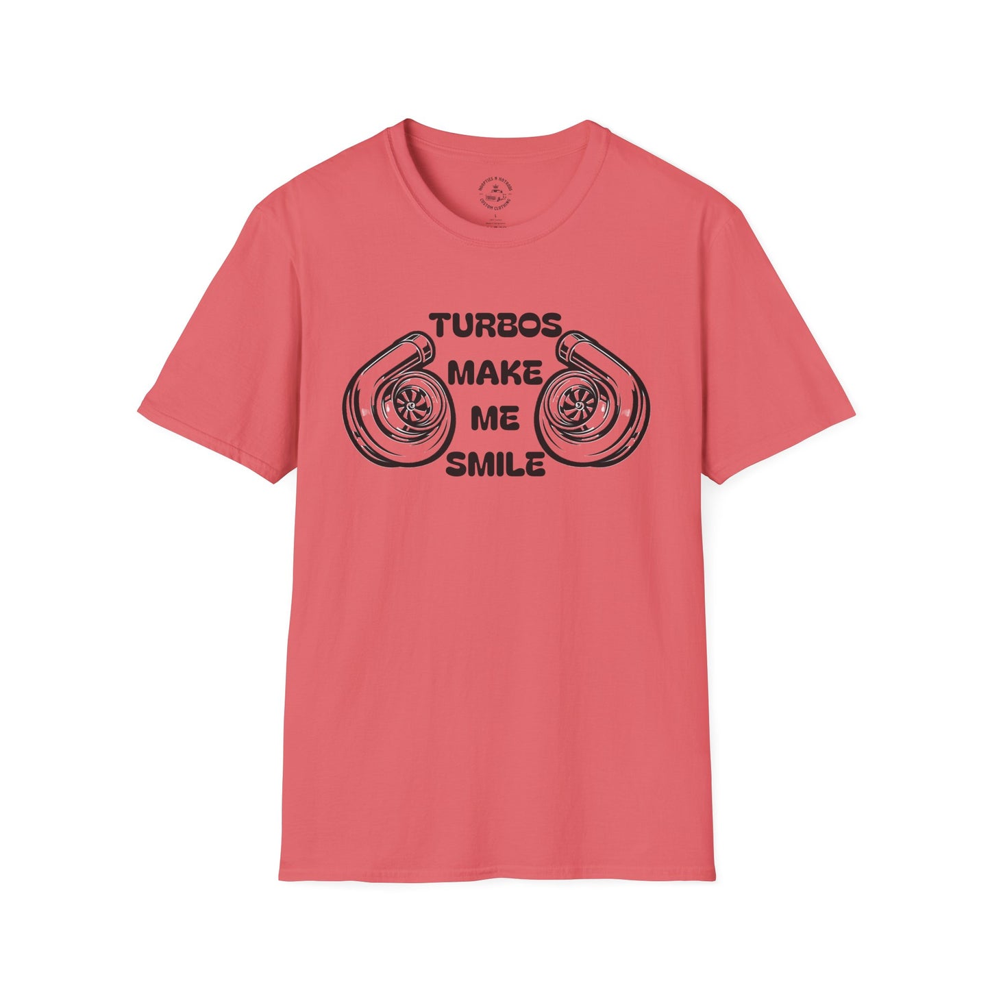 Turbos Make Me Smile T-Shirt - Perfect Gift for Car Lovers, Automotive Fans, Birthdays, Casual Wear, Turbocharged Smile Apparel