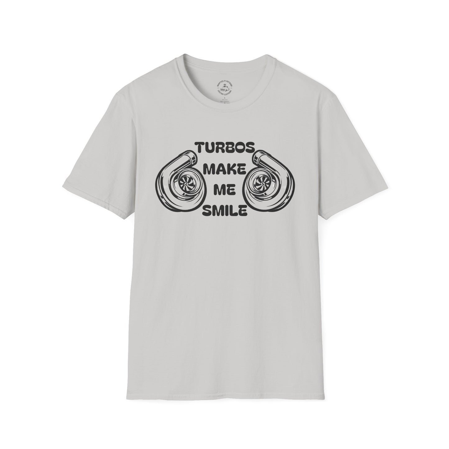 Turbos Make Me Smile T-Shirt - Perfect Gift for Car Lovers, Automotive Fans, Birthdays, Casual Wear, Turbocharged Smile Apparel