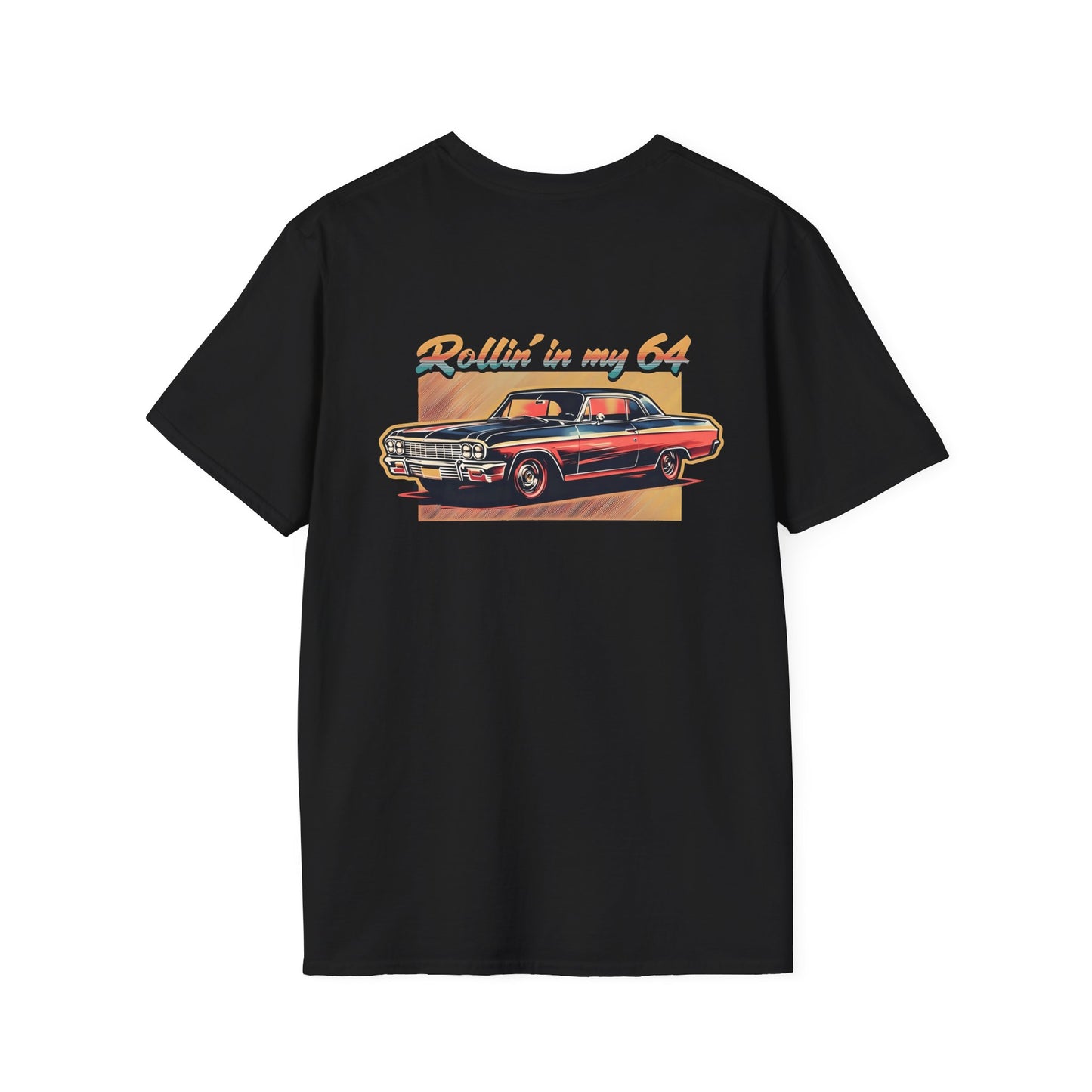 Rollin' In My 64, Vintage Car Graphic Tee, Classic Car Lovers Shirt, Retro Auto T-Shirt, Gift for Car Enthusiasts, Unisex Softstyle T-Shirt