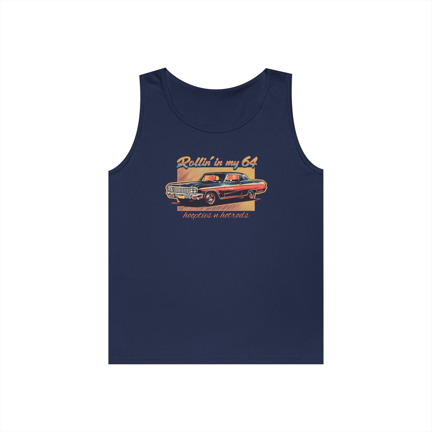 Rollin' In My 64 Impala Graphic Tank Top, Perfect for Summer, Gift for Car Lovers, Vintage Style, Music Festivals, Casual Wear