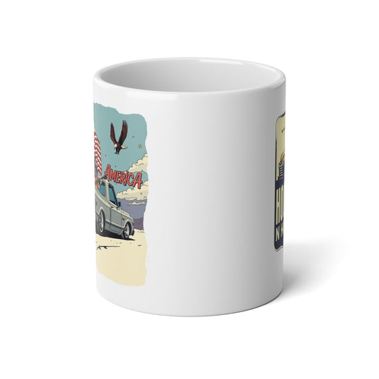 Retro Americana Jumbo Mug, 20oz | Vintage Highway Art Coffee Cup | Road Trip Memories, Gift for Travelers, USA Decor, Summer Vibes